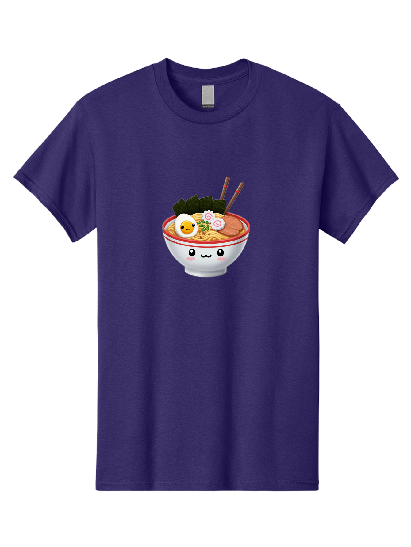 Ramen-Bowl-7 Men'S Graphic Tee, 100% Cotton, Comfortable Casual Summer Wear, Machine Washable, Ramen Noodles, Steaming Bowl, Egg, Seaweed, Narutomaki, Chopsticks, Happy Face, Cartoon Style, Japanese Cuisine, Kawaii Food, Noodle Soup, Bab297 29