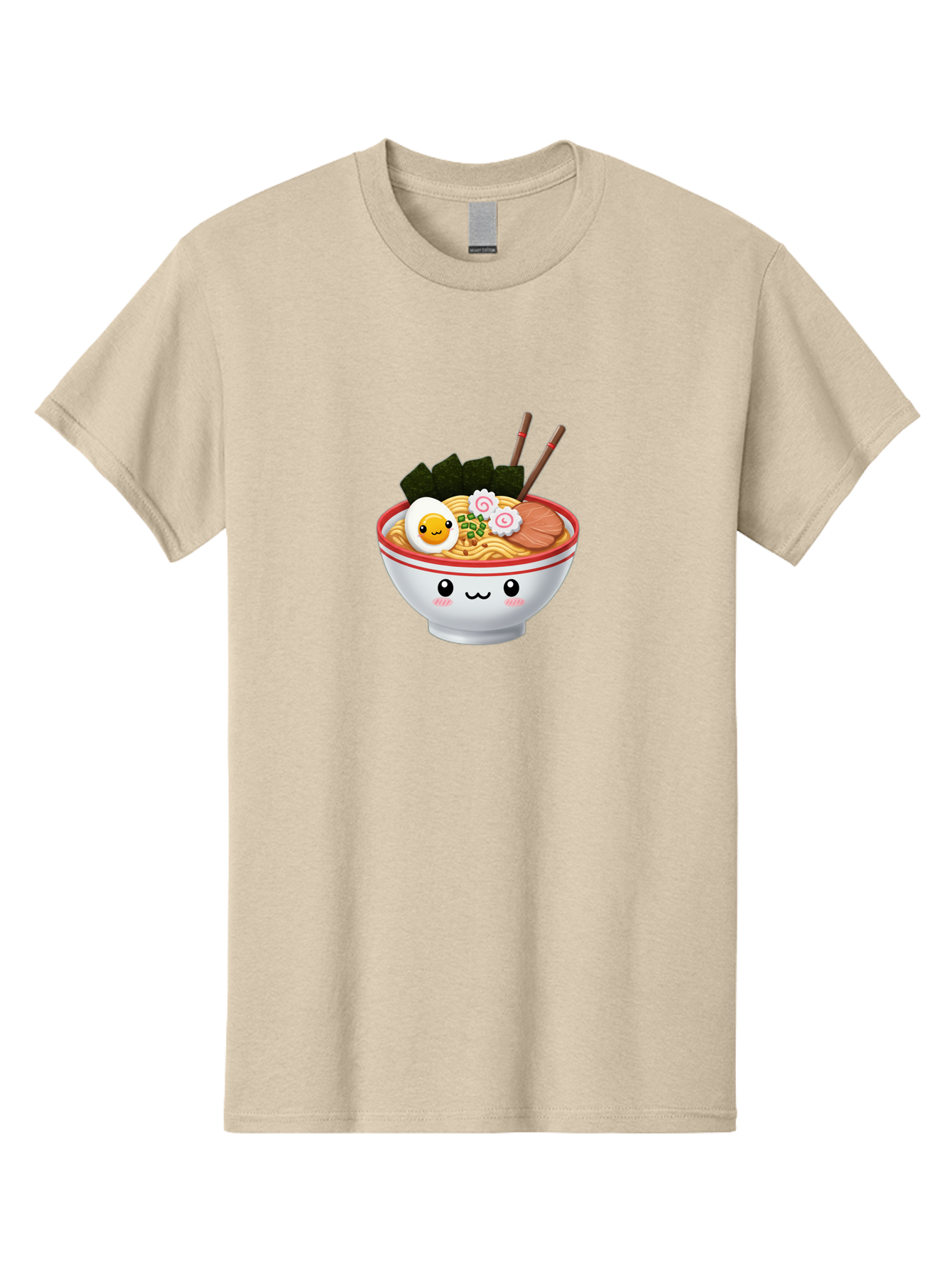 Ramen-Bowl-7 Men'S Graphic Tee, 100% Cotton, Comfortable Casual Summer Wear, Machine Washable, Ramen Noodles, Steaming Bowl, Egg, Seaweed, Narutomaki, Chopsticks, Happy Face, Cartoon Style, Japanese Cuisine, Kawaii Food, Noodle Soup, Bab297 15