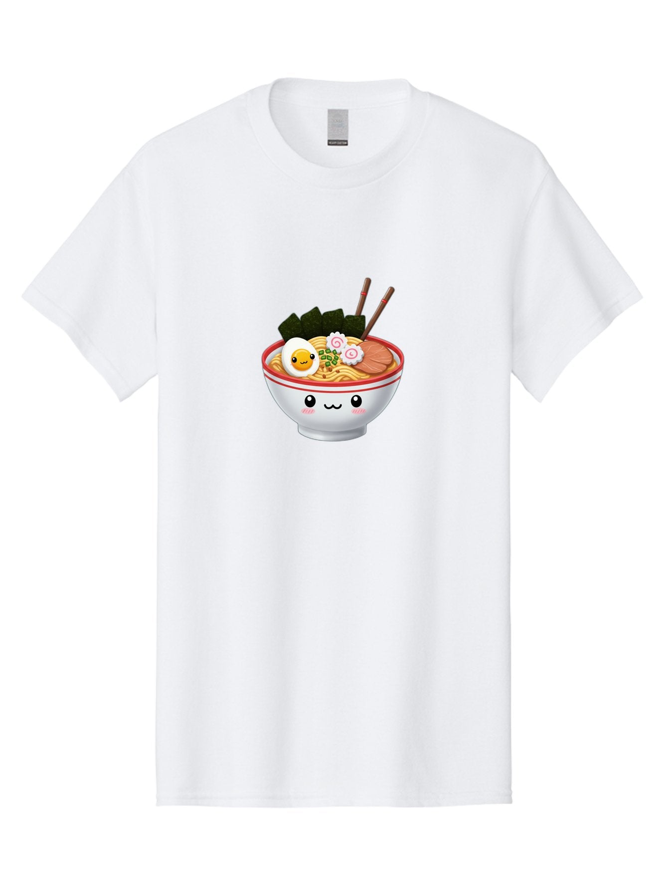 Ramen-Bowl-7 Men'S Graphic Tee, 100% Cotton, Comfortable Casual Summer Wear, Machine Washable, Ramen Noodles, Steaming Bowl, Egg, Seaweed, Narutomaki, Chopsticks, Happy Face, Cartoon Style, Japanese Cuisine, Kawaii Food, Noodle Soup, Bab297 11