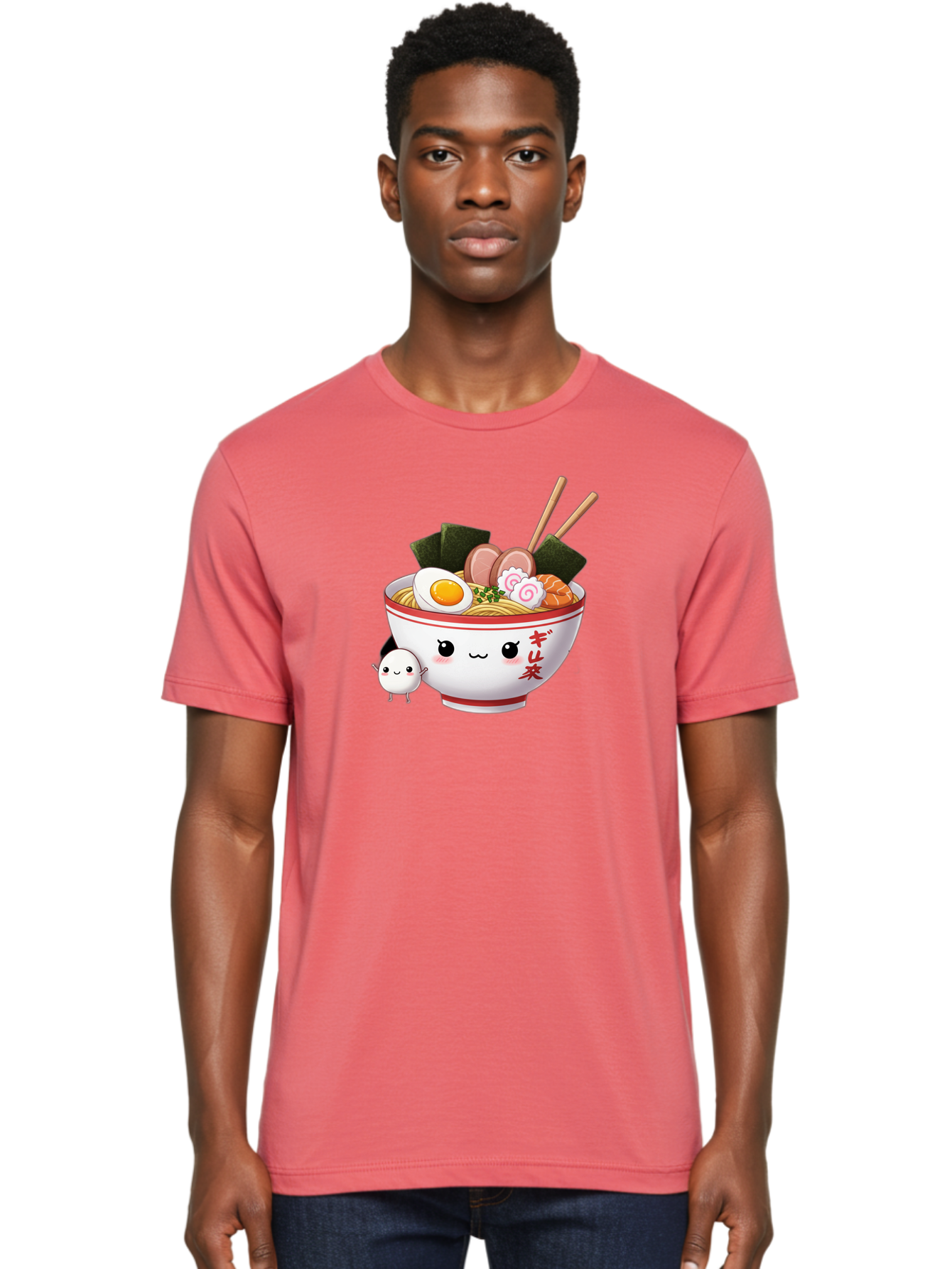 Ramen-Bowl-8 Men'S Graphic Tee, 100% Cotton, Comfortable Casual Summer Wear, Machine Washable, Kawaii Ramen, Steaming Hot Noodles, Boiled Egg, Sliced Pork, Seaweed, Japanese Cuisine, Cartoon Food, Ramen Character, Adorable Illustration, Bab298 6