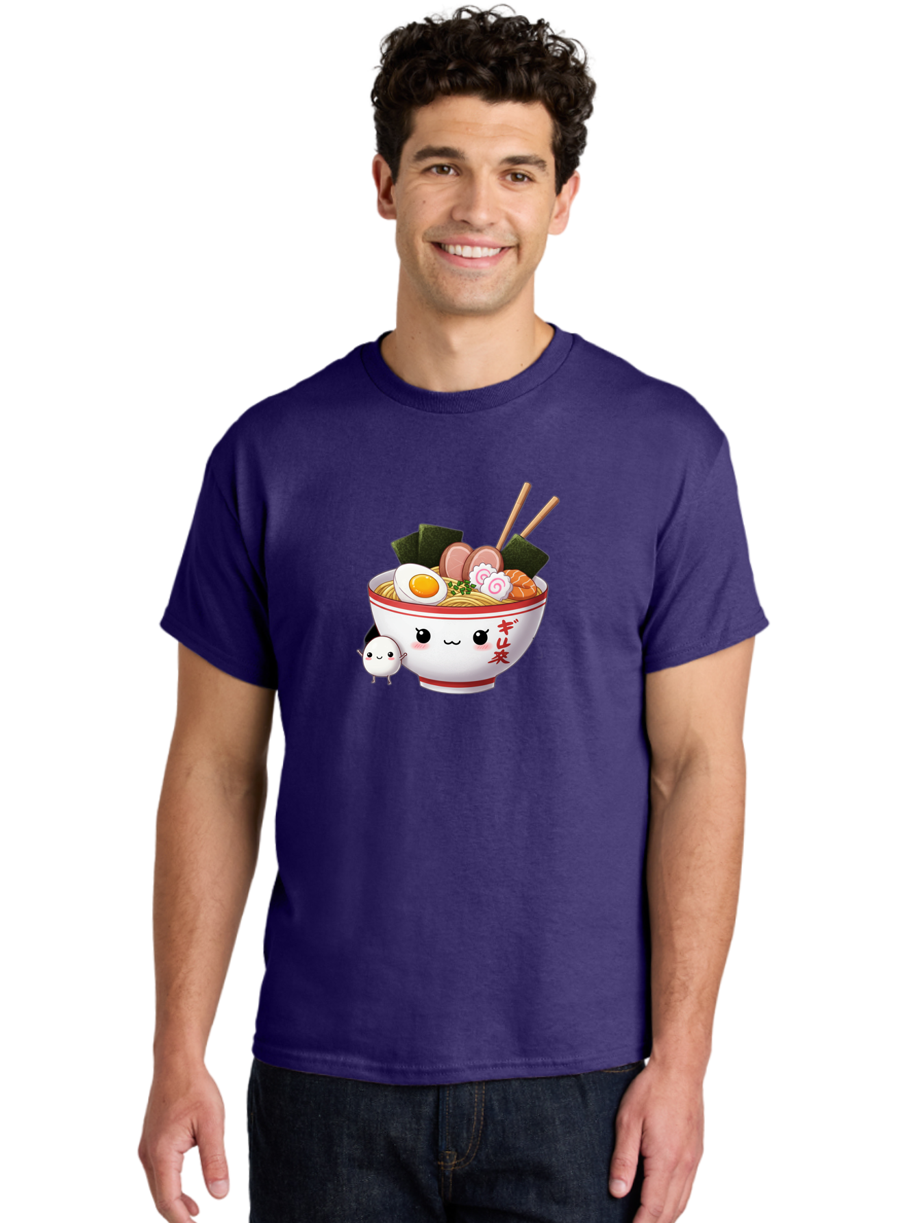Ramen-Bowl-8 Men'S Graphic Tee, 100% Cotton, Comfortable Casual Summer Wear, Machine Washable, Kawaii Ramen, Steaming Hot Noodles, Boiled Egg, Sliced Pork, Seaweed, Japanese Cuisine, Cartoon Food, Ramen Character, Adorable Illustration, Bab298 22