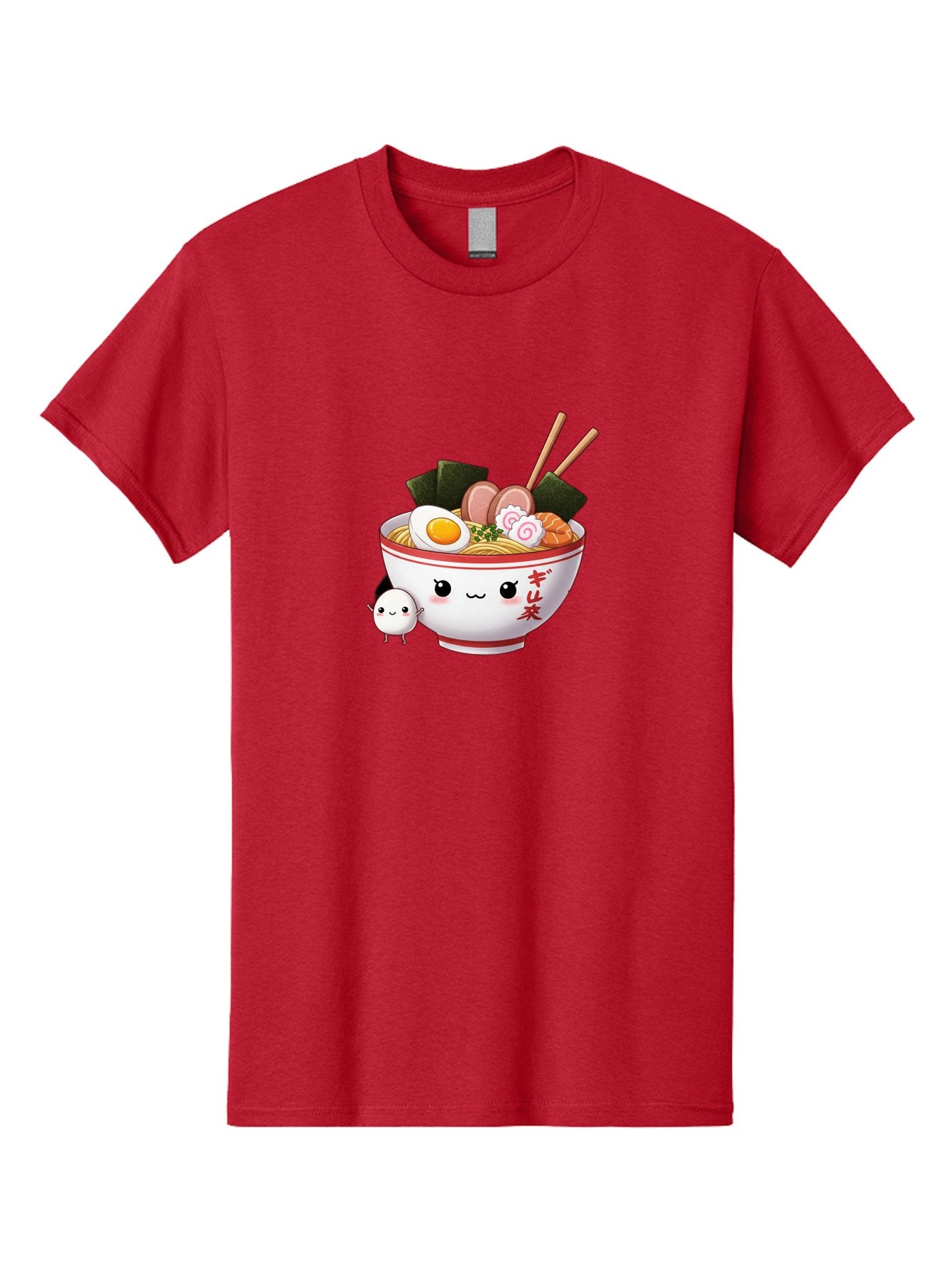 Ramen-Bowl-8 Men'S Graphic Tee, 100% Cotton, Comfortable Casual Summer Wear, Machine Washable, Kawaii Ramen, Steaming Hot Noodles, Boiled Egg, Sliced Pork, Seaweed, Japanese Cuisine, Cartoon Food, Ramen Character, Adorable Illustration, Bab298 5
