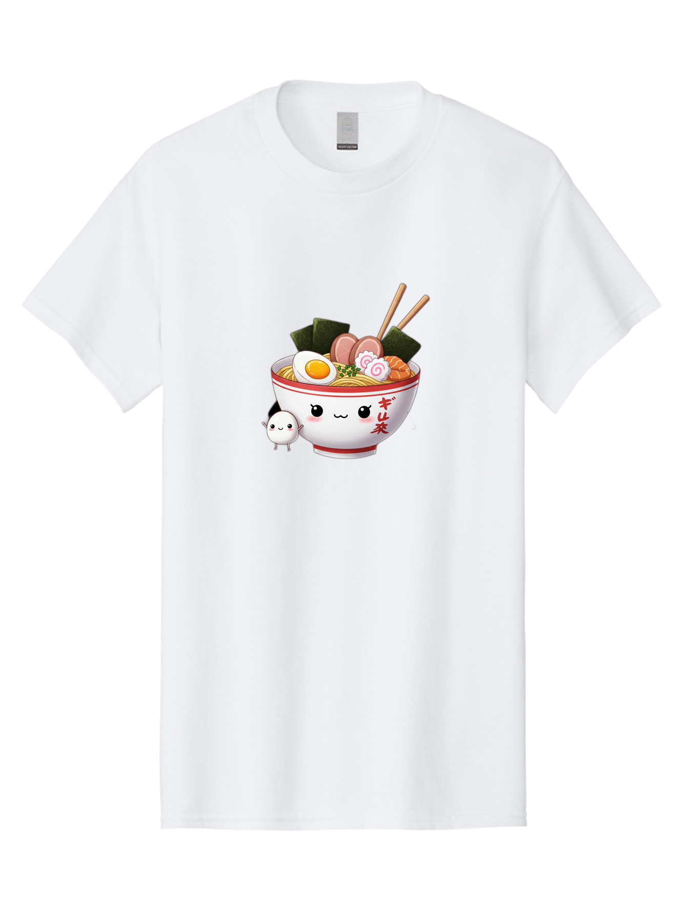 Ramen-Bowl-8 Men'S Graphic Tee, 100% Cotton, Comfortable Casual Summer Wear, Machine Washable, Kawaii Ramen, Steaming Hot Noodles, Boiled Egg, Sliced Pork, Seaweed, Japanese Cuisine, Cartoon Food, Ramen Character, Adorable Illustration, Bab298