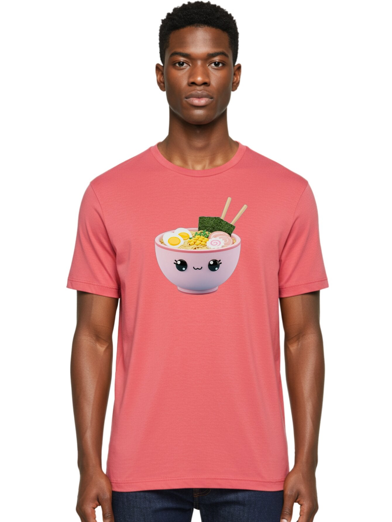 Ramen-Bowl Men'S Graphic Tee, 100% Cotton, Comfortable Casual Summer Wear, Machine Washable, Delicious Ramen, Steaming Hot Noodles, Cartoon Bowl, Kawaii Food, Japanese Cuisine, Tasty Meal, Cute Dish, Boiled Egg, Seaweed, Chopsticks Bab300 18
