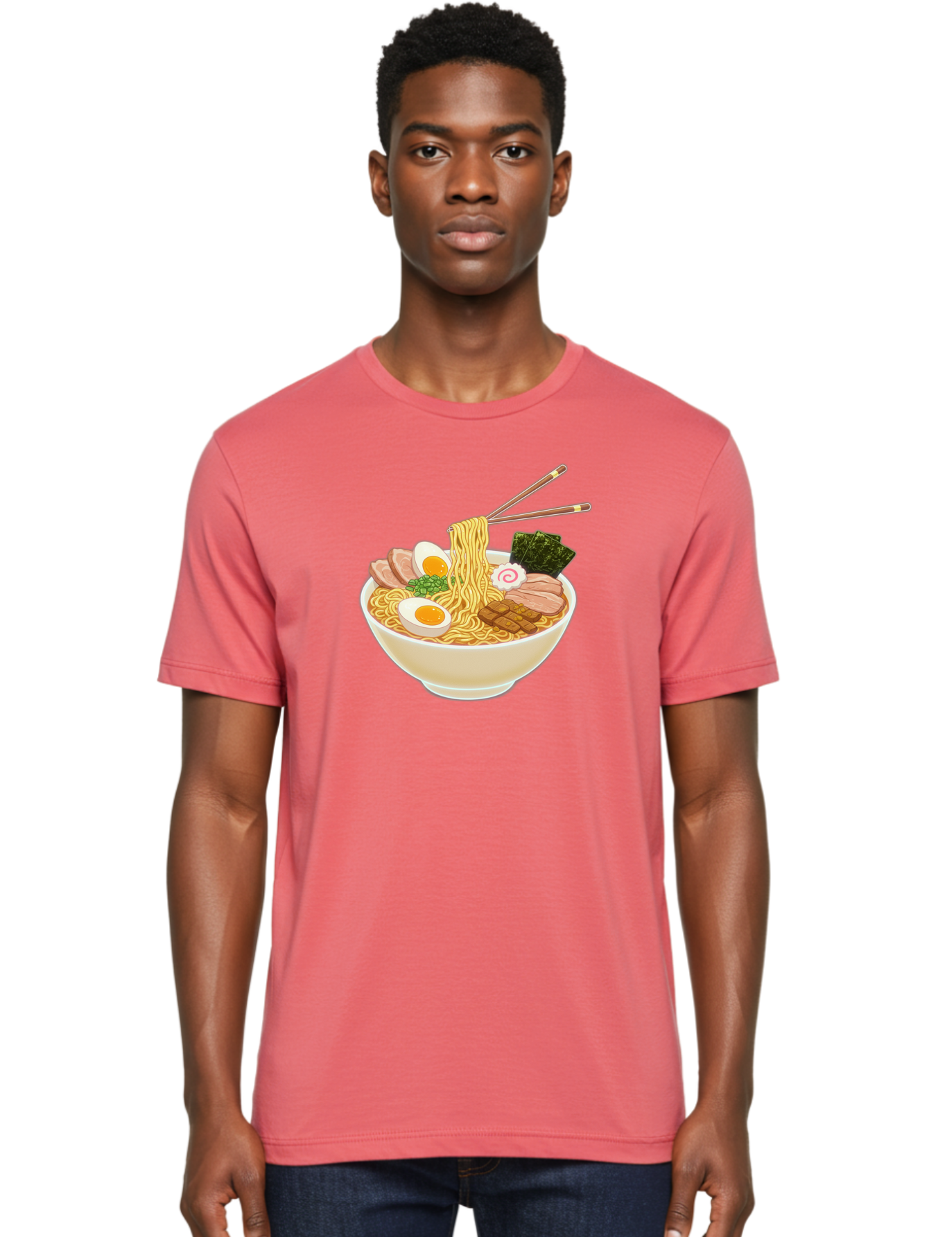 Ramen-Noodle-1 Men'S Graphic Tee, 100% Cotton, Comfortable Casual Summer Wear, Machine Washable, Delicious Ramen, Steaming Hot Noodles, Savory Pork Slices, Boiled Egg, Seaweed, Chopsticks, Japanese Cuisine, Noodle Soup, Comfort Food, Bab302 10