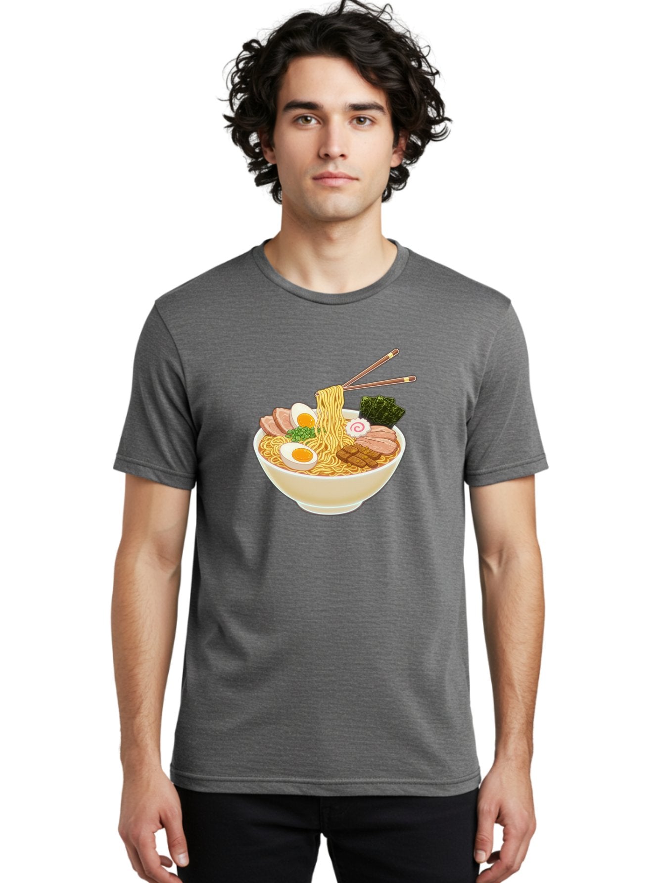 Ramen-Noodle-1 Men'S Graphic Tee, 100% Cotton, Comfortable Casual Summer Wear, Machine Washable, Delicious Ramen, Steaming Hot Noodles, Savory Pork Slices, Boiled Egg, Seaweed, Chopsticks, Japanese Cuisine, Noodle Soup, Comfort Food, Bab302 28