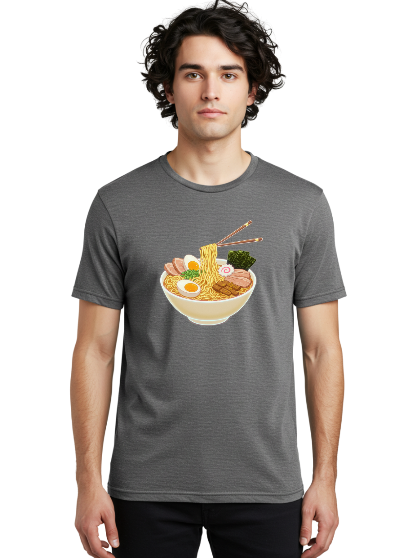 Ramen-Noodle-1 Men'S Graphic Tee, 100% Cotton, Comfortable Casual Summer Wear, Machine Washable, Delicious Ramen, Steaming Hot Noodles, Savory Pork Slices, Boiled Egg, Seaweed, Chopsticks, Japanese Cuisine, Noodle Soup, Comfort Food, Bab302 6