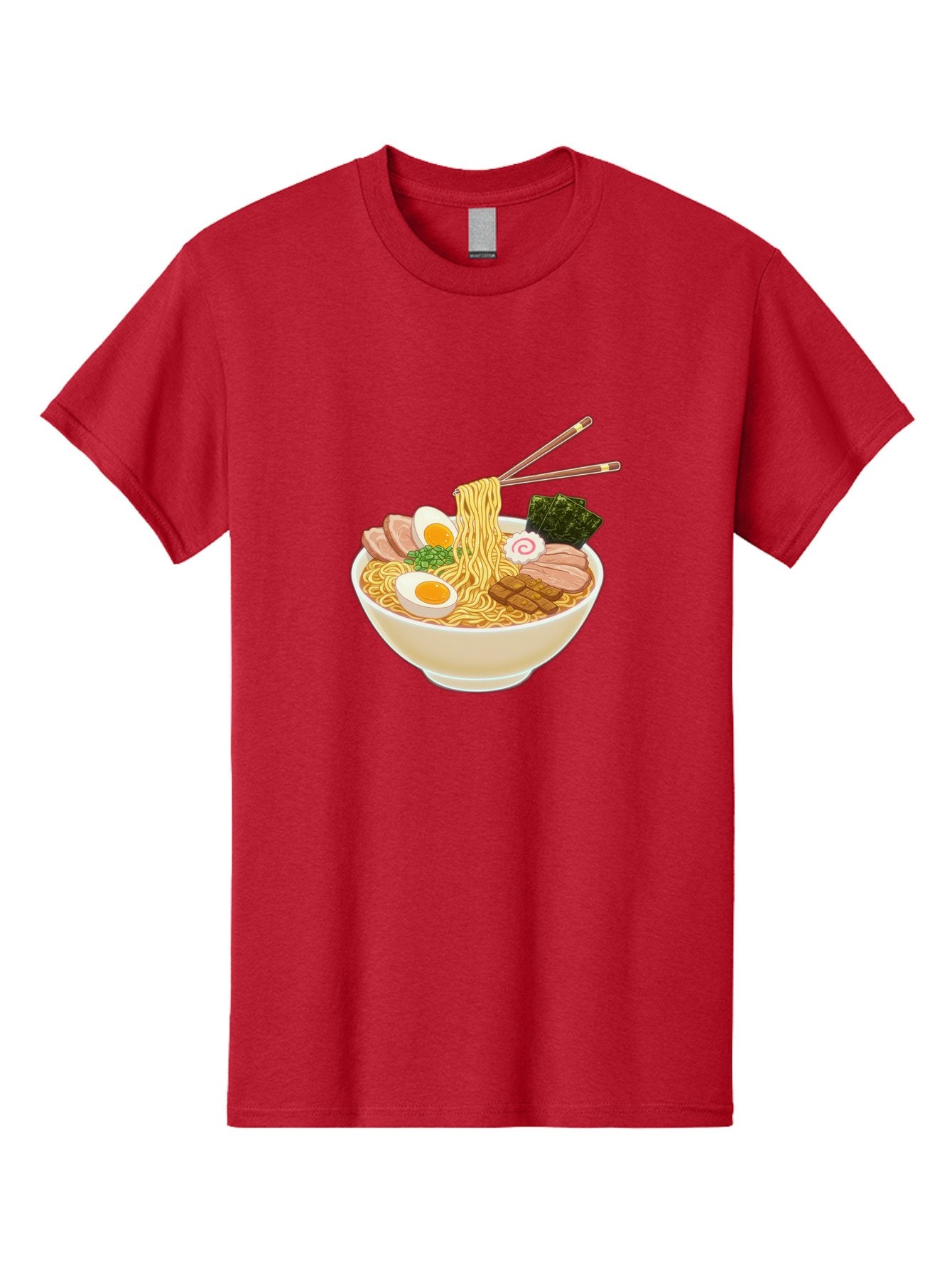 Ramen-Noodle-1 Men'S Graphic Tee, 100% Cotton, Comfortable Casual Summer Wear, Machine Washable, Delicious Ramen, Steaming Hot Noodles, Savory Pork Slices, Boiled Egg, Seaweed, Chopsticks, Japanese Cuisine, Noodle Soup, Comfort Food, Bab302