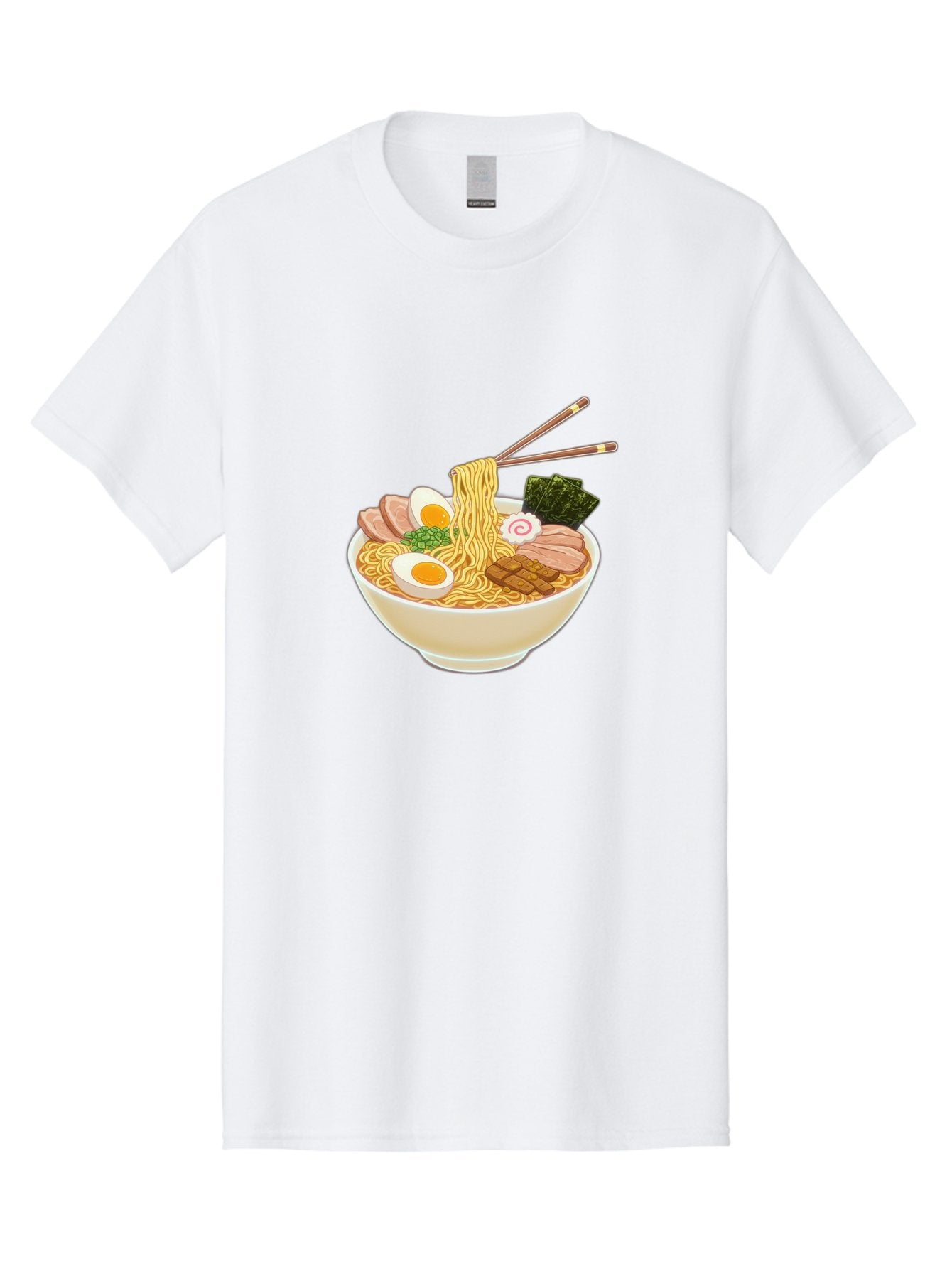 Ramen-Noodle-1 Men'S Graphic Tee, 100% Cotton, Comfortable Casual Summer Wear, Machine Washable, Delicious Ramen, Steaming Hot Noodles, Savory Pork Slices, Boiled Egg, Seaweed, Chopsticks, Japanese Cuisine, Noodle Soup, Comfort Food, Bab302