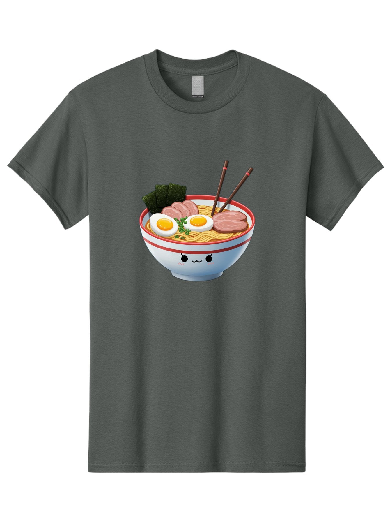 Ramen-Noodle-Bowl-1 Men'S Graphic Tee, 100% Cotton, Comfortable Casual Summer Wear, Machine Washable, Steaming Hot Ramen, Japanese Cuisine, Egg And Meat Toppings, Boiled Egg, Sliced Pork, Seaweed, Chopsticks, Kawaii Culture, Noodle Soup, Bab303 11