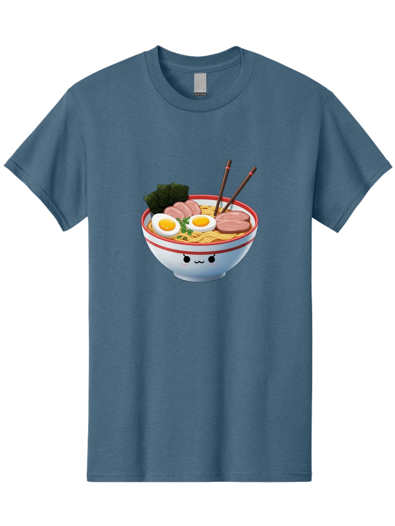 Ramen-Noodle-Bowl-1 Men'S Graphic Tee, 100% Cotton, Comfortable Casual Summer Wear, Machine Washable, Steaming Hot Ramen, Japanese Cuisine, Egg And Meat Toppings, Boiled Egg, Sliced Pork, Seaweed, Chopsticks, Kawaii Culture, Noodle Soup, Bab303 4