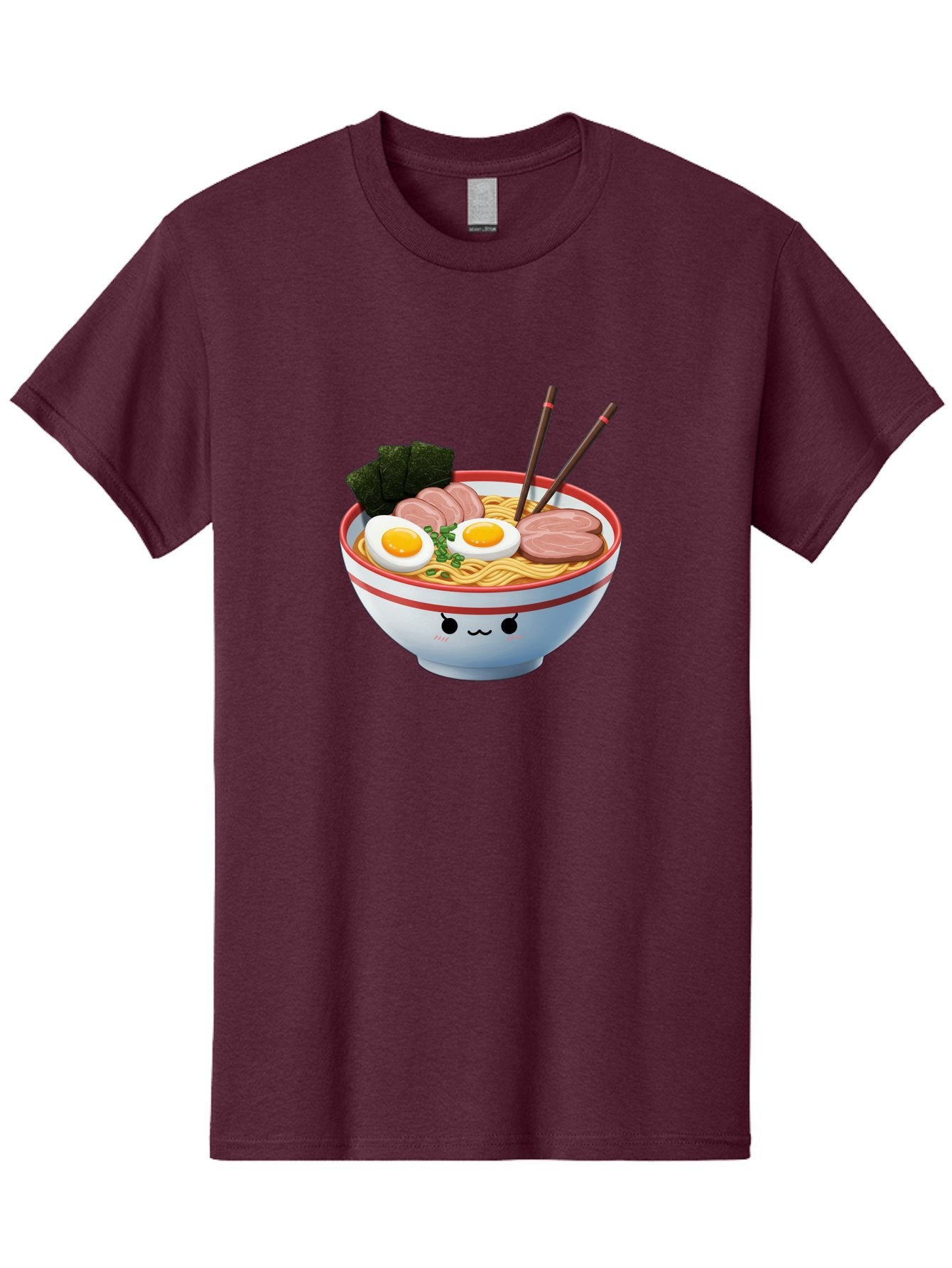 Ramen-Noodle-Bowl-1 Men'S Graphic Tee, 100% Cotton, Comfortable Casual Summer Wear, Machine Washable, Steaming Hot Ramen, Japanese Cuisine, Egg And Meat Toppings, Boiled Egg, Sliced Pork, Seaweed, Chopsticks, Kawaii Culture, Noodle Soup, Bab303 8