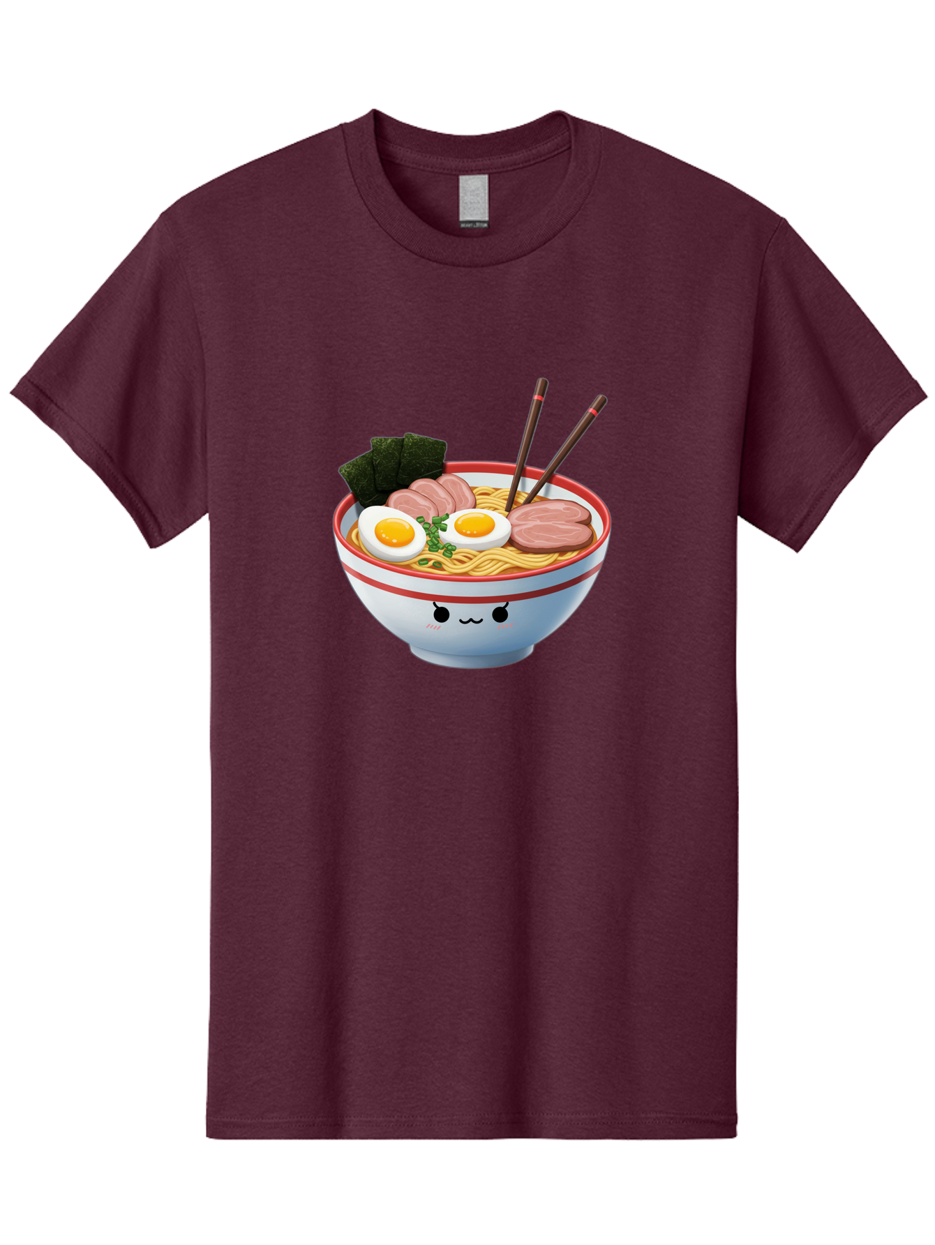 Ramen-Noodle-Bowl-1 Men'S Graphic Tee, 100% Cotton, Comfortable Casual Summer Wear, Machine Washable, Steaming Hot Ramen, Japanese Cuisine, Egg And Meat Toppings, Boiled Egg, Sliced Pork, Seaweed, Chopsticks, Kawaii Culture, Noodle Soup, Bab303 11