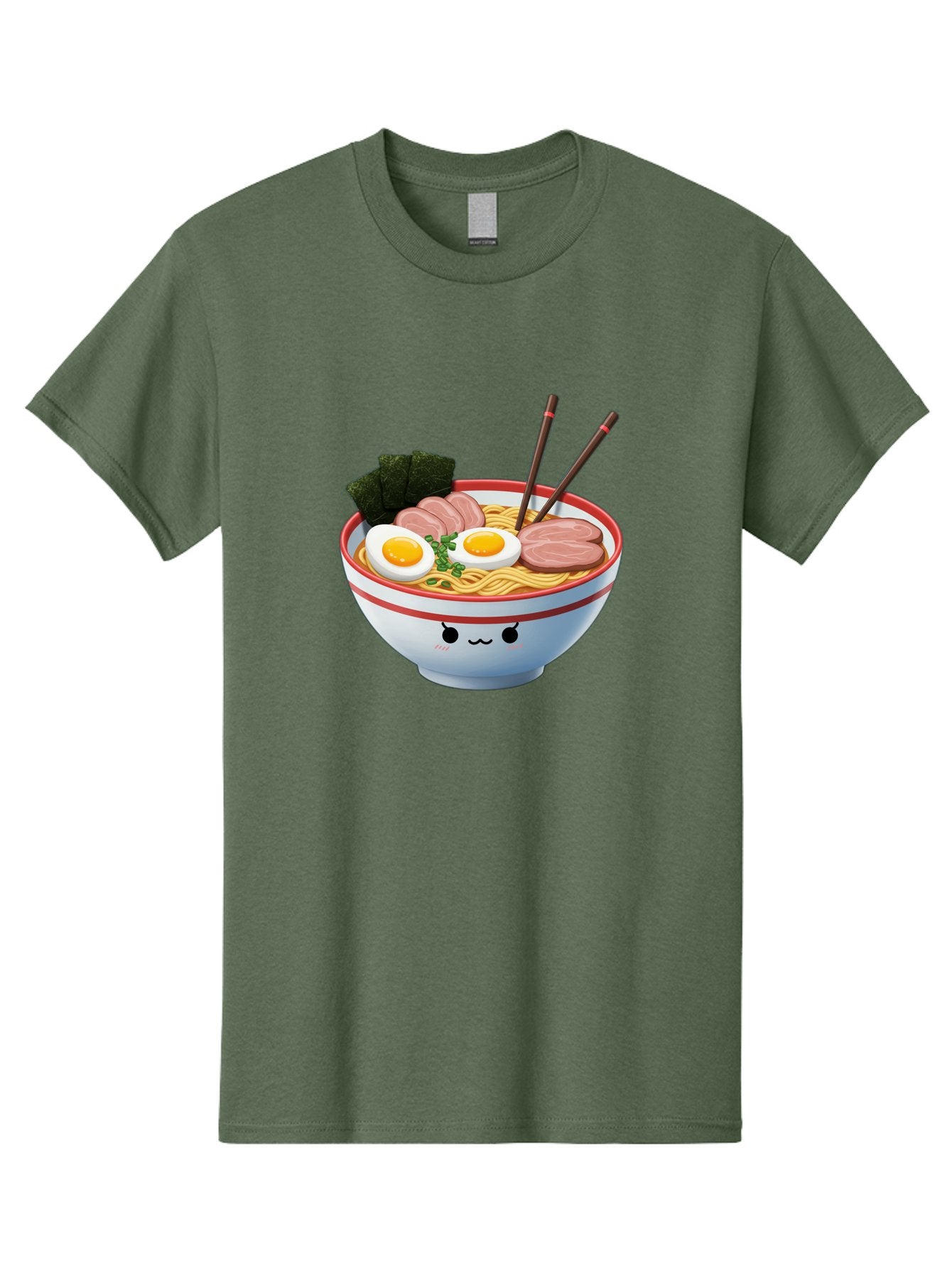 Ramen-Noodle-Bowl-1 Men'S Graphic Tee, 100% Cotton, Comfortable Casual Summer Wear, Machine Washable, Steaming Hot Ramen, Japanese Cuisine, Egg And Meat Toppings, Boiled Egg, Sliced Pork, Seaweed, Chopsticks, Kawaii Culture, Noodle Soup, Bab303 5