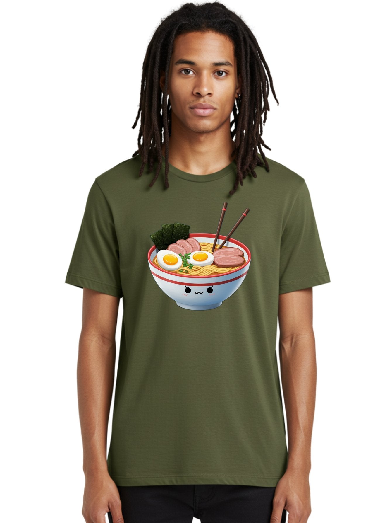 Ramen-Noodle-Bowl-1 Men'S Graphic Tee, 100% Cotton, Comfortable Casual Summer Wear, Machine Washable, Steaming Hot Ramen, Japanese Cuisine, Egg And Meat Toppings, Boiled Egg, Sliced Pork, Seaweed, Chopsticks, Kawaii Culture, Noodle Soup, Bab303 23