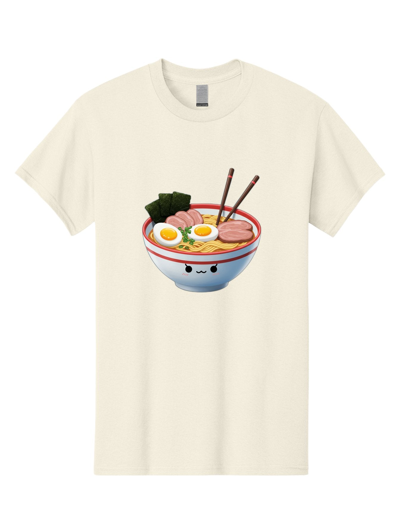 Ramen-Noodle-Bowl-1 Men'S Graphic Tee, 100% Cotton, Comfortable Casual Summer Wear, Machine Washable, Steaming Hot Ramen, Japanese Cuisine, Egg And Meat Toppings, Boiled Egg, Sliced Pork, Seaweed, Chopsticks, Kawaii Culture, Noodle Soup, Bab303 13
