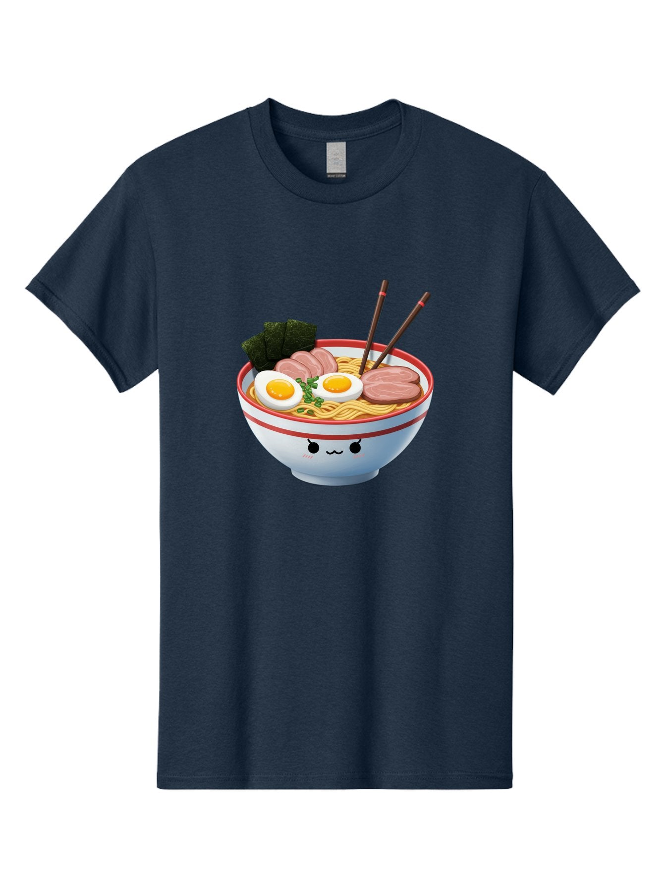 Ramen-Noodle-Bowl-1 Men'S Graphic Tee, 100% Cotton, Comfortable Casual Summer Wear, Machine Washable, Steaming Hot Ramen, Japanese Cuisine, Egg And Meat Toppings, Boiled Egg, Sliced Pork, Seaweed, Chopsticks, Kawaii Culture, Noodle Soup, Bab303 3