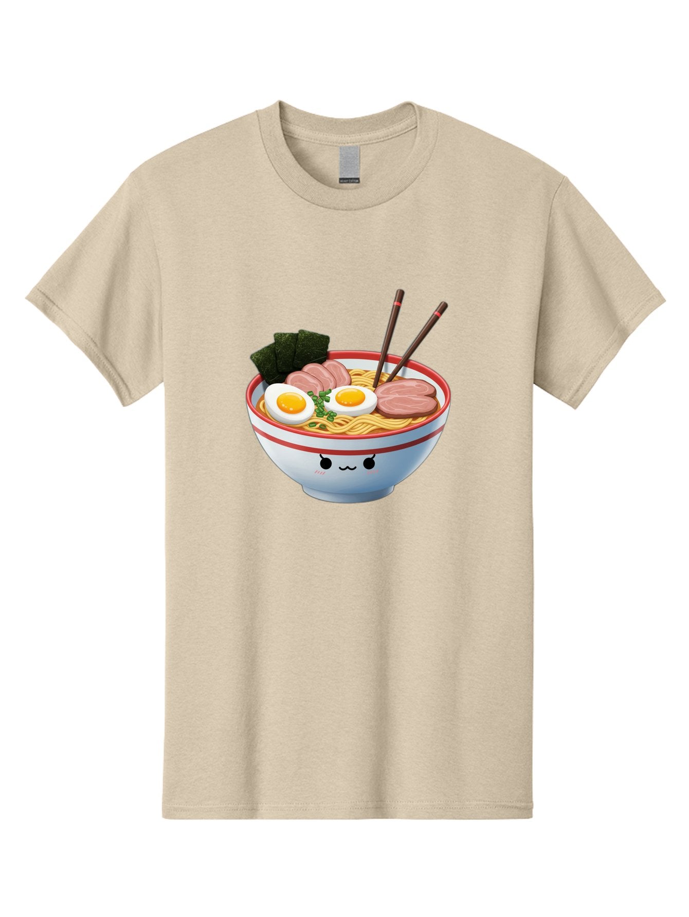 Ramen-Noodle-Bowl-1 Men'S Graphic Tee, 100% Cotton, Comfortable Casual Summer Wear, Machine Washable, Steaming Hot Ramen, Japanese Cuisine, Egg And Meat Toppings, Boiled Egg, Sliced Pork, Seaweed, Chopsticks, Kawaii Culture, Noodle Soup, Bab303 15