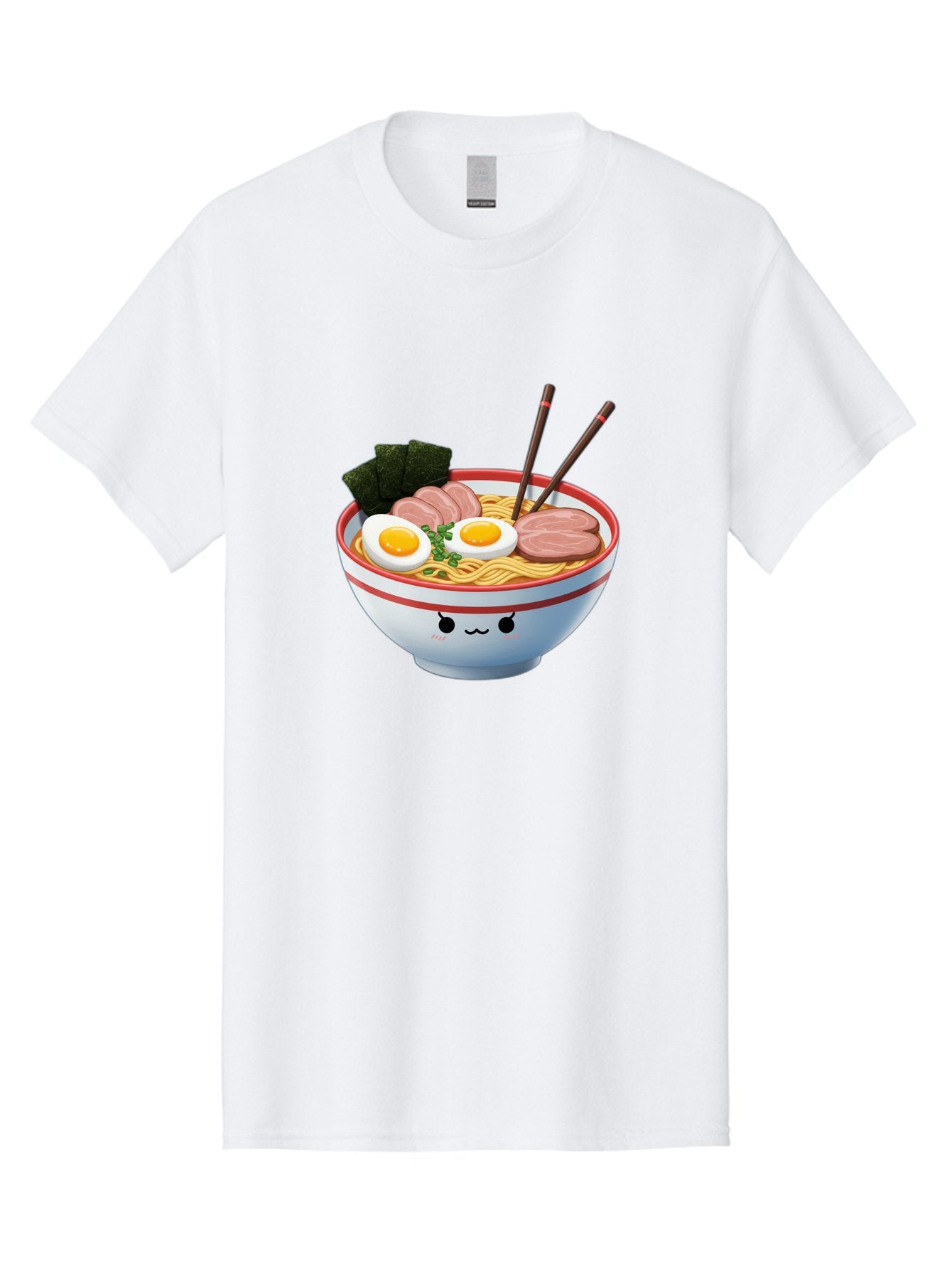 Ramen-Noodle-Bowl-1 Men'S Graphic Tee, 100% Cotton, Comfortable Casual Summer Wear, Machine Washable, Steaming Hot Ramen, Japanese Cuisine, Egg And Meat Toppings, Boiled Egg, Sliced Pork, Seaweed, Chopsticks, Kawaii Culture, Noodle Soup, Bab303 6