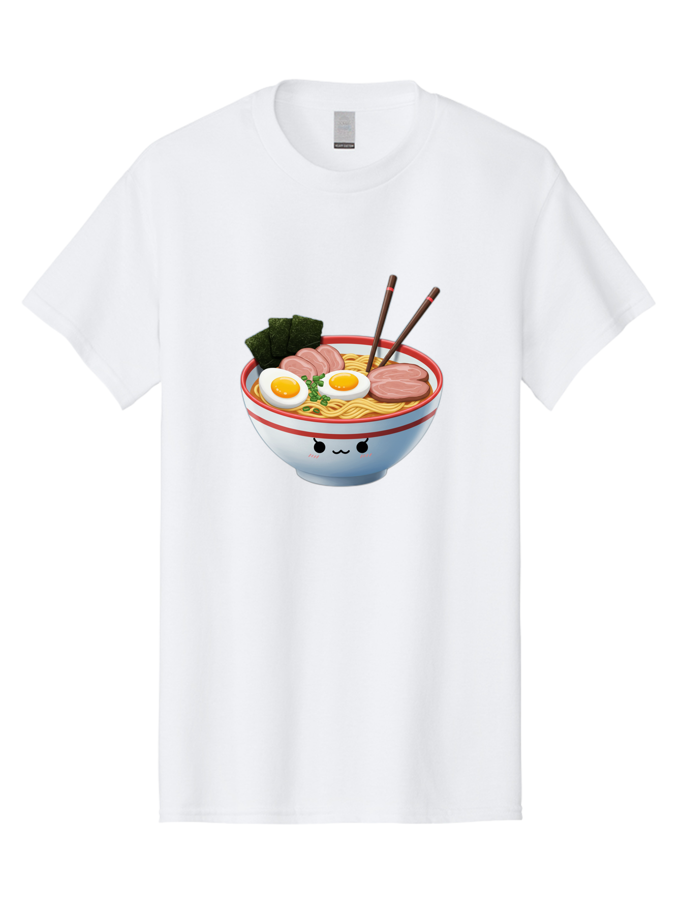 Ramen-Noodle-Bowl-1 Men'S Graphic Tee, 100% Cotton, Comfortable Casual Summer Wear, Machine Washable, Steaming Hot Ramen, Japanese Cuisine, Egg And Meat Toppings, Boiled Egg, Sliced Pork, Seaweed, Chopsticks, Kawaii Culture, Noodle Soup, Bab303 13