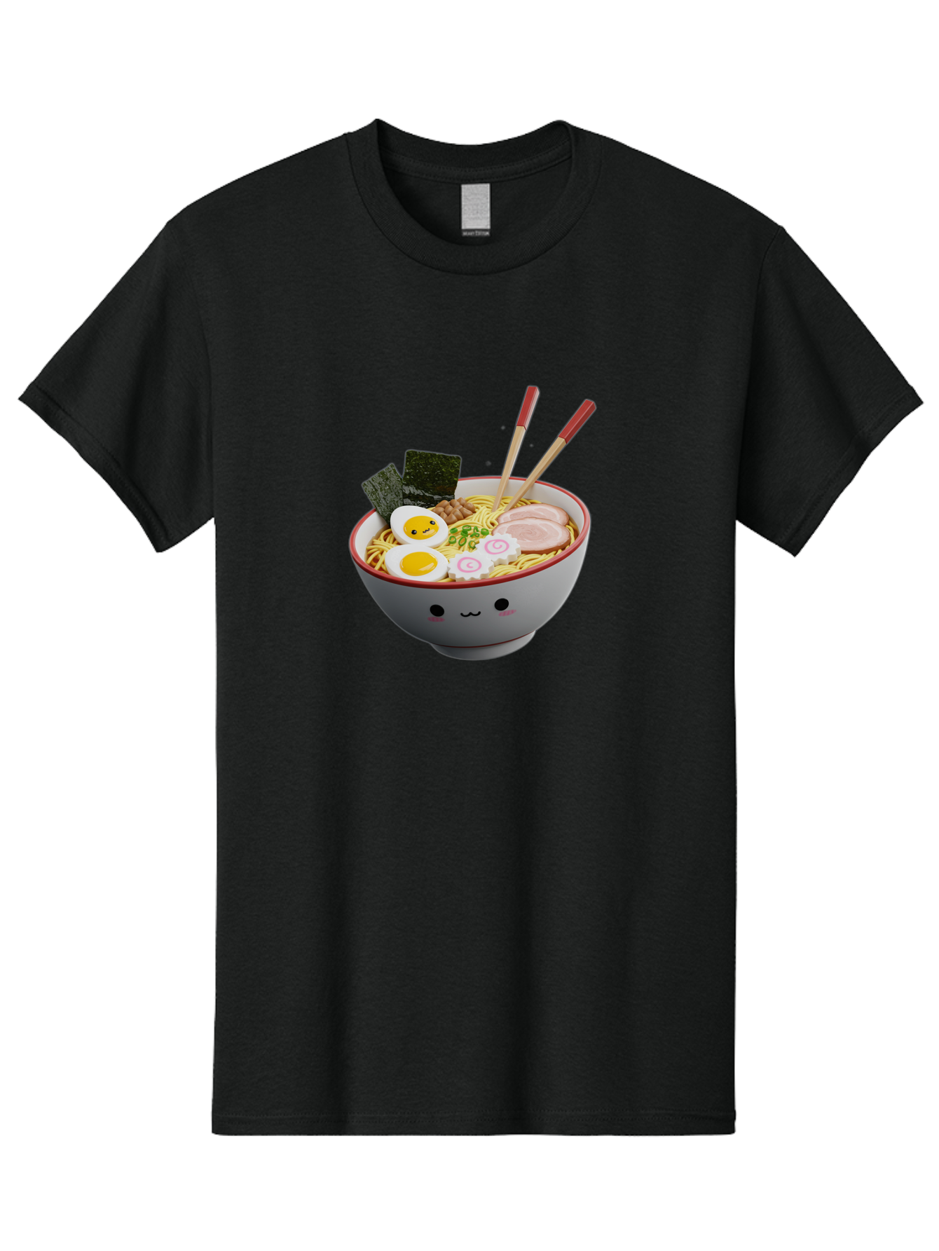 Ramen-Noodle-Bowl-2 Men'S Graphic Tee, 100% Cotton, Comfortable Casual Summer Wear, Machine Washable, Delicious Ramen, Steaming Hot Noodles, Boiled Egg, Sliced Pork, Seaweed, Chopsticks, Cartoon Bowl, Kawaii Food, Japanese Cuisine, Bab304