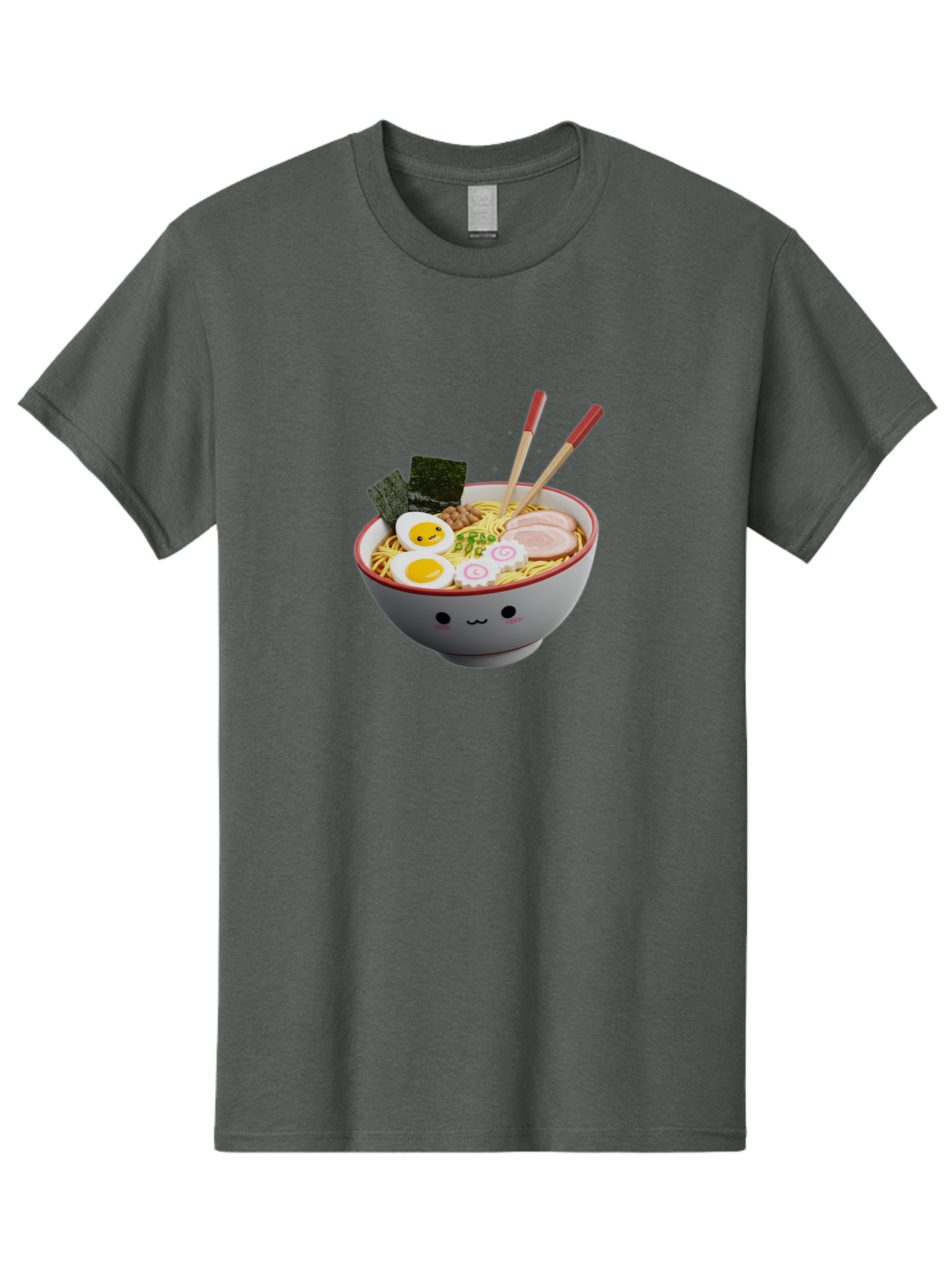 Ramen-Noodle-Bowl-2 Men'S Graphic Tee, 100% Cotton, Comfortable Casual Summer Wear, Machine Washable, Delicious Ramen, Steaming Hot Noodles, Boiled Egg, Sliced Pork, Seaweed, Chopsticks, Cartoon Bowl, Kawaii Food, Japanese Cuisine, Bab304 3