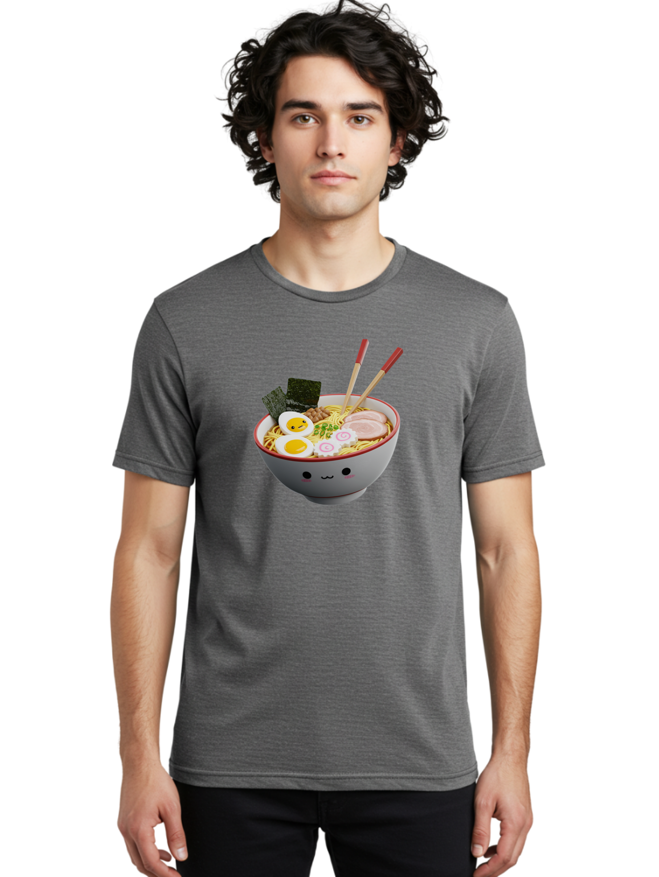 Ramen-Noodle-Bowl-2 Men'S Graphic Tee, 100% Cotton, Comfortable Casual Summer Wear, Machine Washable, Delicious Ramen, Steaming Hot Noodles, Boiled Egg, Sliced Pork, Seaweed, Chopsticks, Cartoon Bowl, Kawaii Food, Japanese Cuisine, Bab304 22