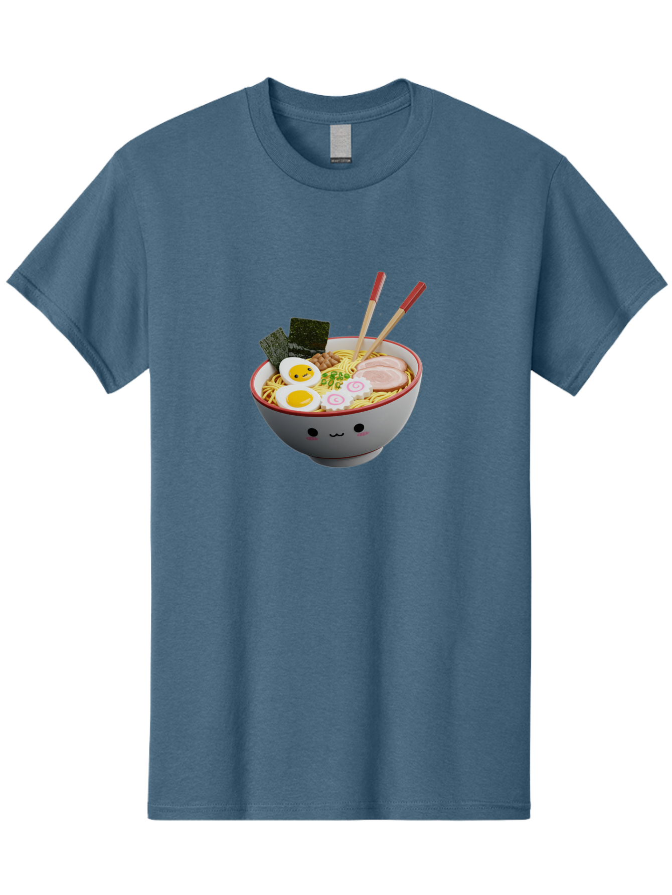 Ramen-Noodle-Bowl-2 Men'S Graphic Tee, 100% Cotton, Comfortable Casual Summer Wear, Machine Washable, Delicious Ramen, Steaming Hot Noodles, Boiled Egg, Sliced Pork, Seaweed, Chopsticks, Cartoon Bowl, Kawaii Food, Japanese Cuisine, Bab304 5