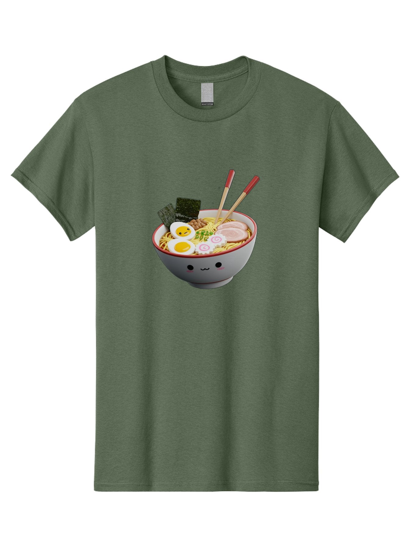 Ramen-Noodle-Bowl-2 Men'S Graphic Tee, 100% Cotton, Comfortable Casual Summer Wear, Machine Washable, Delicious Ramen, Steaming Hot Noodles, Boiled Egg, Sliced Pork, Seaweed, Chopsticks, Cartoon Bowl, Kawaii Food, Japanese Cuisine, Bab304 3