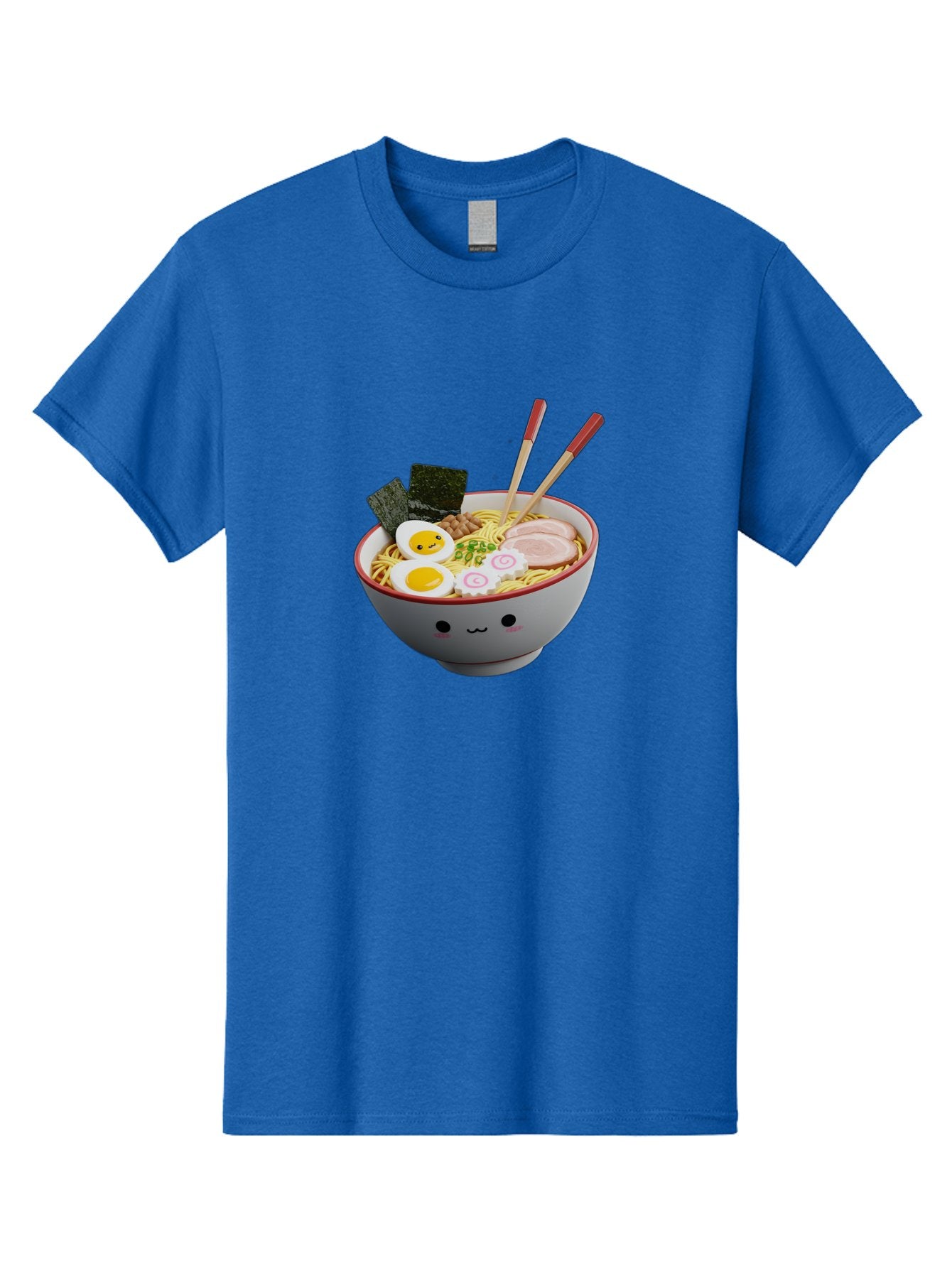 Ramen-Noodle-Bowl-2 Men'S Graphic Tee, 100% Cotton, Comfortable Casual Summer Wear, Machine Washable, Delicious Ramen, Steaming Hot Noodles, Boiled Egg, Sliced Pork, Seaweed, Chopsticks, Cartoon Bowl, Kawaii Food, Japanese Cuisine, Bab304