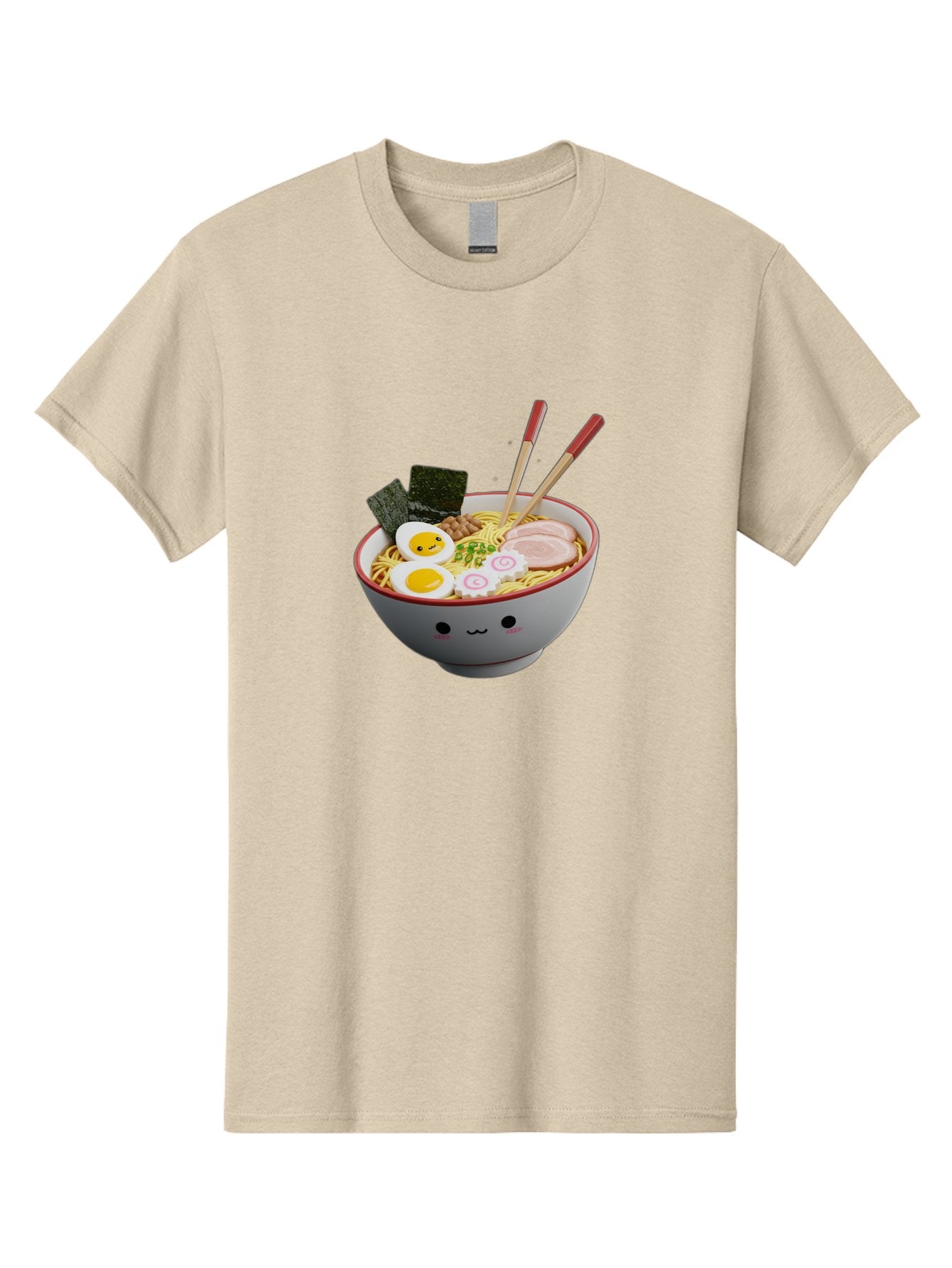 Ramen-Noodle-Bowl-2 Men'S Graphic Tee, 100% Cotton, Comfortable Casual Summer Wear, Machine Washable, Delicious Ramen, Steaming Hot Noodles, Boiled Egg, Sliced Pork, Seaweed, Chopsticks, Cartoon Bowl, Kawaii Food, Japanese Cuisine, Bab304 6