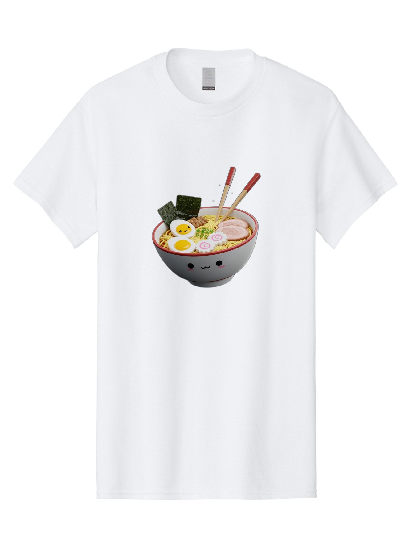 Ramen-Noodle-Bowl-2 Men'S Graphic Tee, 100% Cotton, Comfortable Casual Summer Wear, Machine Washable, Delicious Ramen, Steaming Hot Noodles, Boiled Egg, Sliced Pork, Seaweed, Chopsticks, Cartoon Bowl, Kawaii Food, Japanese Cuisine, Bab304 5