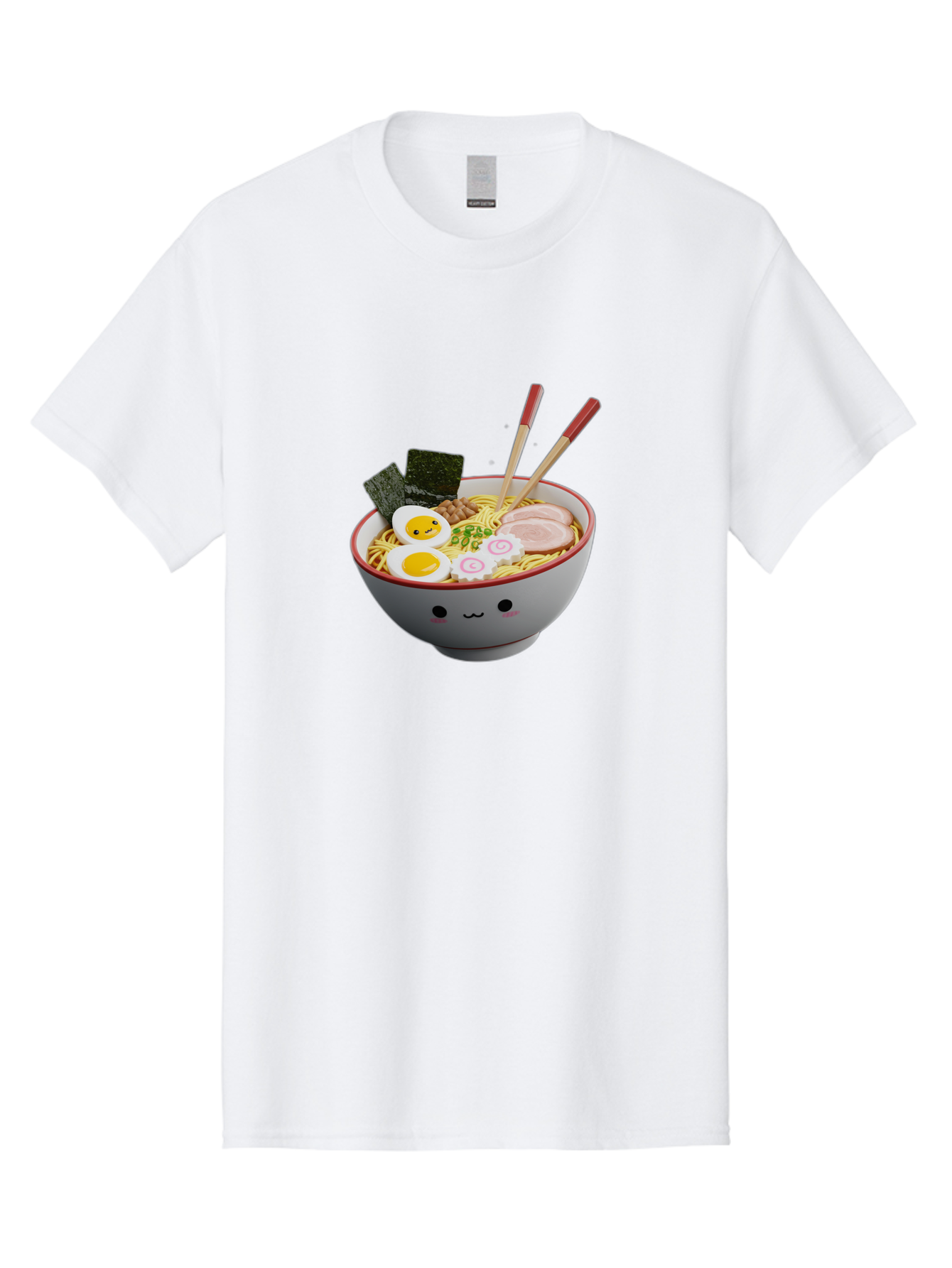 Ramen-Noodle-Bowl-2 Men'S Graphic Tee, 100% Cotton, Comfortable Casual Summer Wear, Machine Washable, Delicious Ramen, Steaming Hot Noodles, Boiled Egg, Sliced Pork, Seaweed, Chopsticks, Cartoon Bowl, Kawaii Food, Japanese Cuisine, Bab304 15