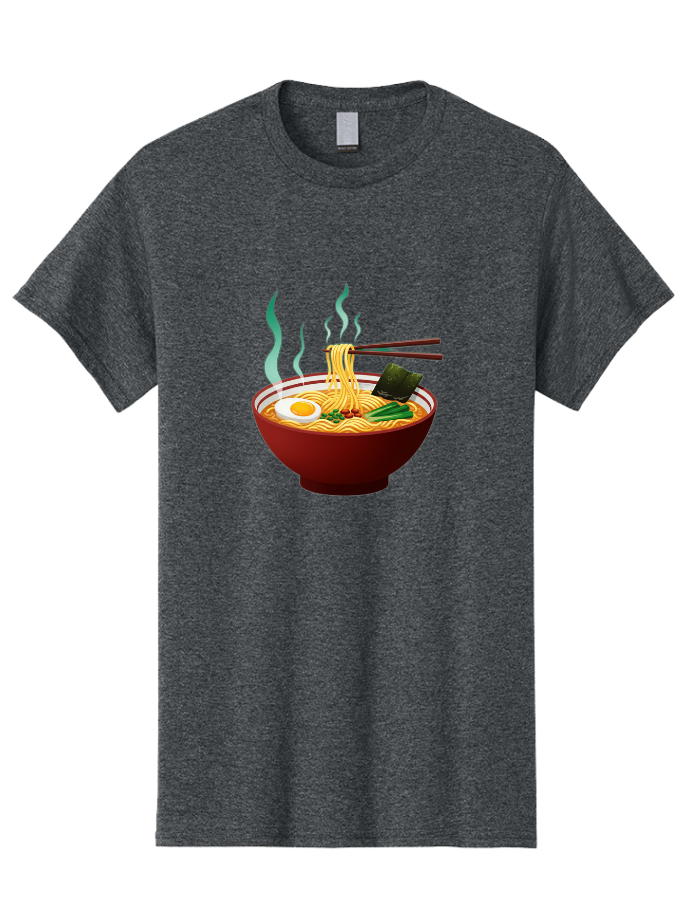 Ramen-Noodle-Bowl-3 Men'S Graphic Tee, 100% Cotton, Comfortable Casual Summer Wear, Machine Washable, Steaming Hot Ramen, Yellow Noodles, Boiled Egg, Seaweed, Green Onions, Chopsticks, Asian Cuisine, Japanese Food, Noodle Soup, Savory Dish Bab305 13