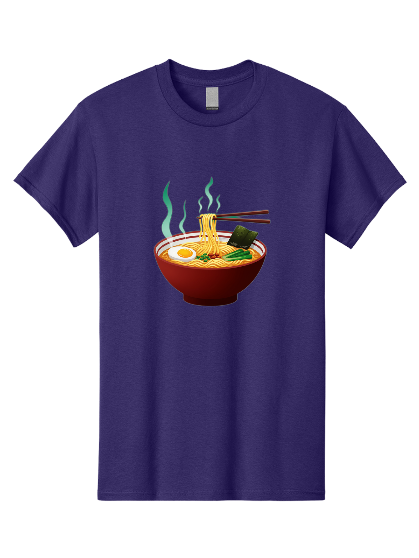 Ramen-Noodle-Bowl-3 Men'S Graphic Tee, 100% Cotton, Comfortable Casual Summer Wear, Machine Washable, Steaming Hot Ramen, Yellow Noodles, Boiled Egg, Seaweed, Green Onions, Chopsticks, Asian Cuisine, Japanese Food, Noodle Soup, Savory Dish Bab305 17