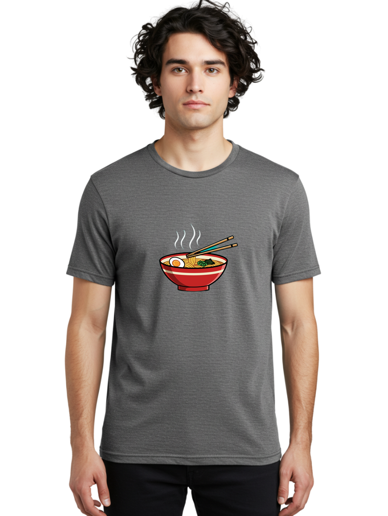 Ramen-Noodle-Bowl-4 Men'S Graphic Tee, 100% Cotton, Comfortable Casual Summer Wear, Machine Washable, Steaming Hot Ramen, Japanese Noodle Soup, Delicious Meal, Bowl Of Noodles, Chopsticks, Boiled Egg, Green Onions, Savory Dish, Asian Cuisine, Bab306 28