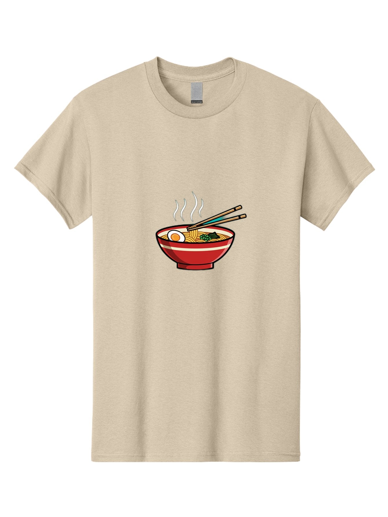 Ramen-Noodle-Bowl-4 Men'S Graphic Tee, 100% Cotton, Comfortable Casual Summer Wear, Machine Washable, Steaming Hot Ramen, Japanese Noodle Soup, Delicious Meal, Bowl Of Noodles, Chopsticks, Boiled Egg, Green Onions, Savory Dish, Asian Cuisine, Bab306 12