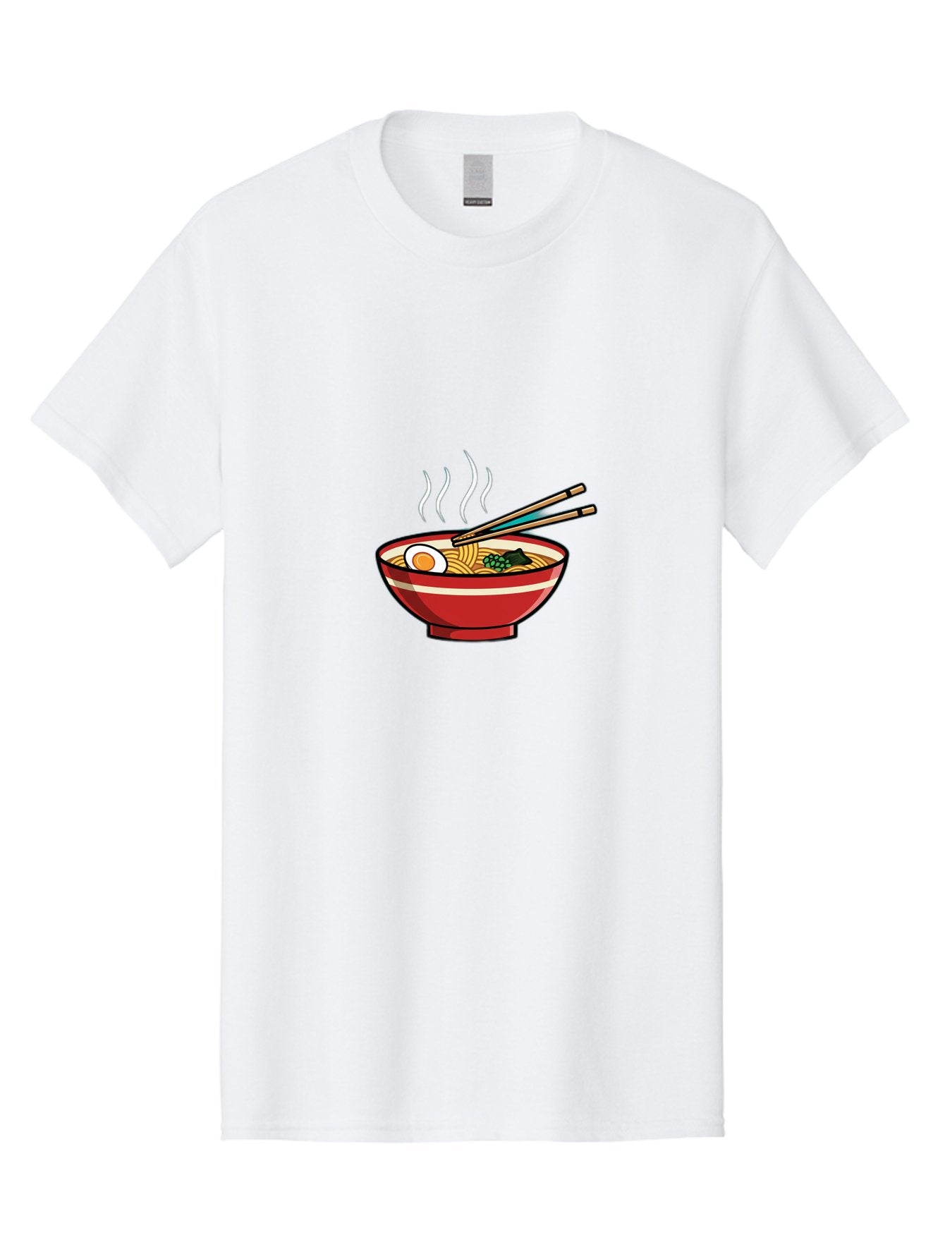 Ramen-Noodle-Bowl-4 Men'S Graphic Tee, 100% Cotton, Comfortable Casual Summer Wear, Machine Washable, Steaming Hot Ramen, Japanese Noodle Soup, Delicious Meal, Bowl Of Noodles, Chopsticks, Boiled Egg, Green Onions, Savory Dish, Asian Cuisine, Bab306