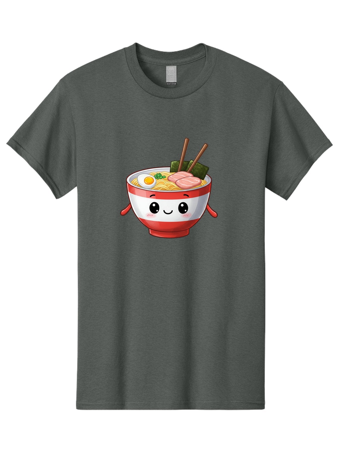 Ramen-Noodle-Bowl Men'S Graphic Tee, 100% Cotton, Comfortable Casual Summer Wear, Machine Washable, Cartoon Ramen Bowl, Japanese Food, Noodle Soup, Egg, Pork Slices, Seaweed, Chopsticks, Kawaii Character, Cute Design, Anime Style Bab307 8