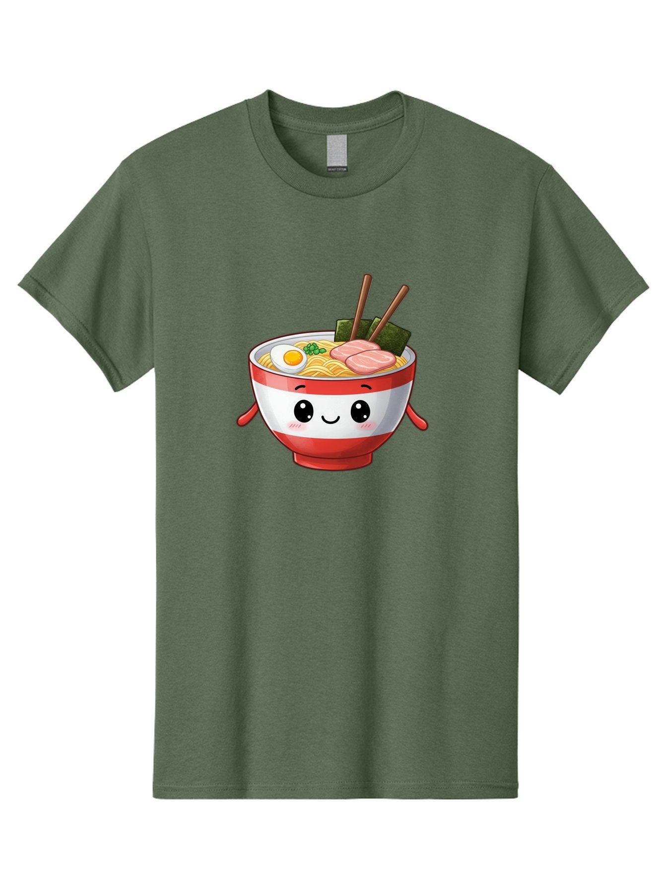 Ramen-Noodle-Bowl Men'S Graphic Tee, 100% Cotton, Comfortable Casual Summer Wear, Machine Washable, Cartoon Ramen Bowl, Japanese Food, Noodle Soup, Egg, Pork Slices, Seaweed, Chopsticks, Kawaii Character, Cute Design, Anime Style Bab307 15