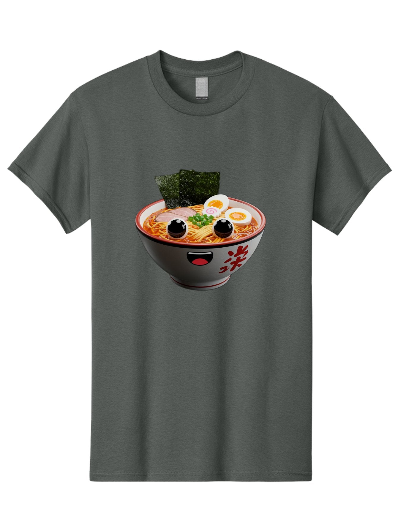 Ramen-Noodle Men'S Graphic Tee, 100% Cotton, Comfortable Casual Summer Wear, Machine Washable, Steaming Bowl Of Ramen, Japanese Cuisine, Noodle Soup, Sliced Pork, Boiled Egg, Green Onions, Seaweed, Cartoonish Illustration, Kawaii Food, Bab308 3