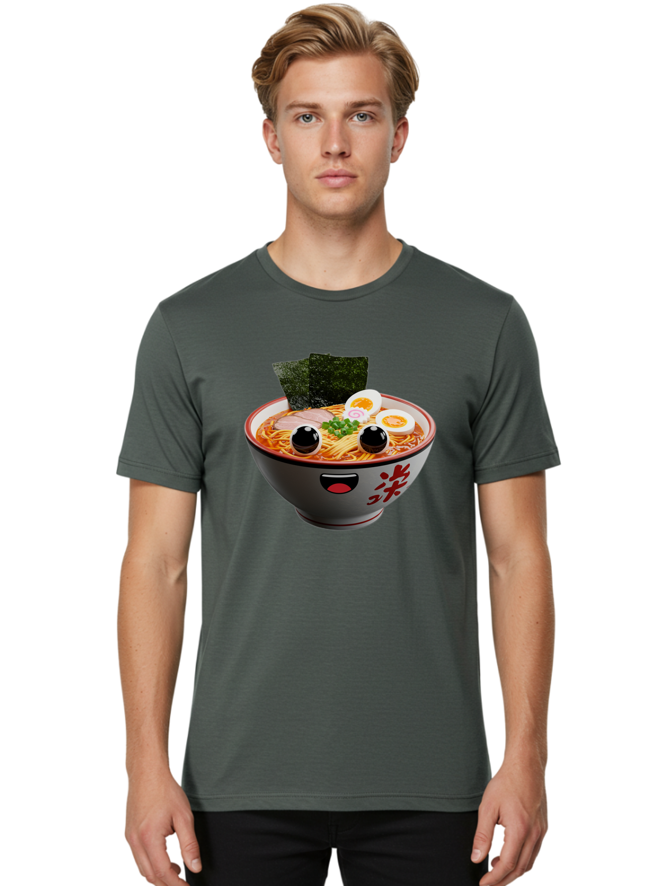 Ramen-Noodle Men'S Graphic Tee, 100% Cotton, Comfortable Casual Summer Wear, Machine Washable, Steaming Bowl Of Ramen, Japanese Cuisine, Noodle Soup, Sliced Pork, Boiled Egg, Green Onions, Seaweed, Cartoonish Illustration, Kawaii Food, Bab308 18