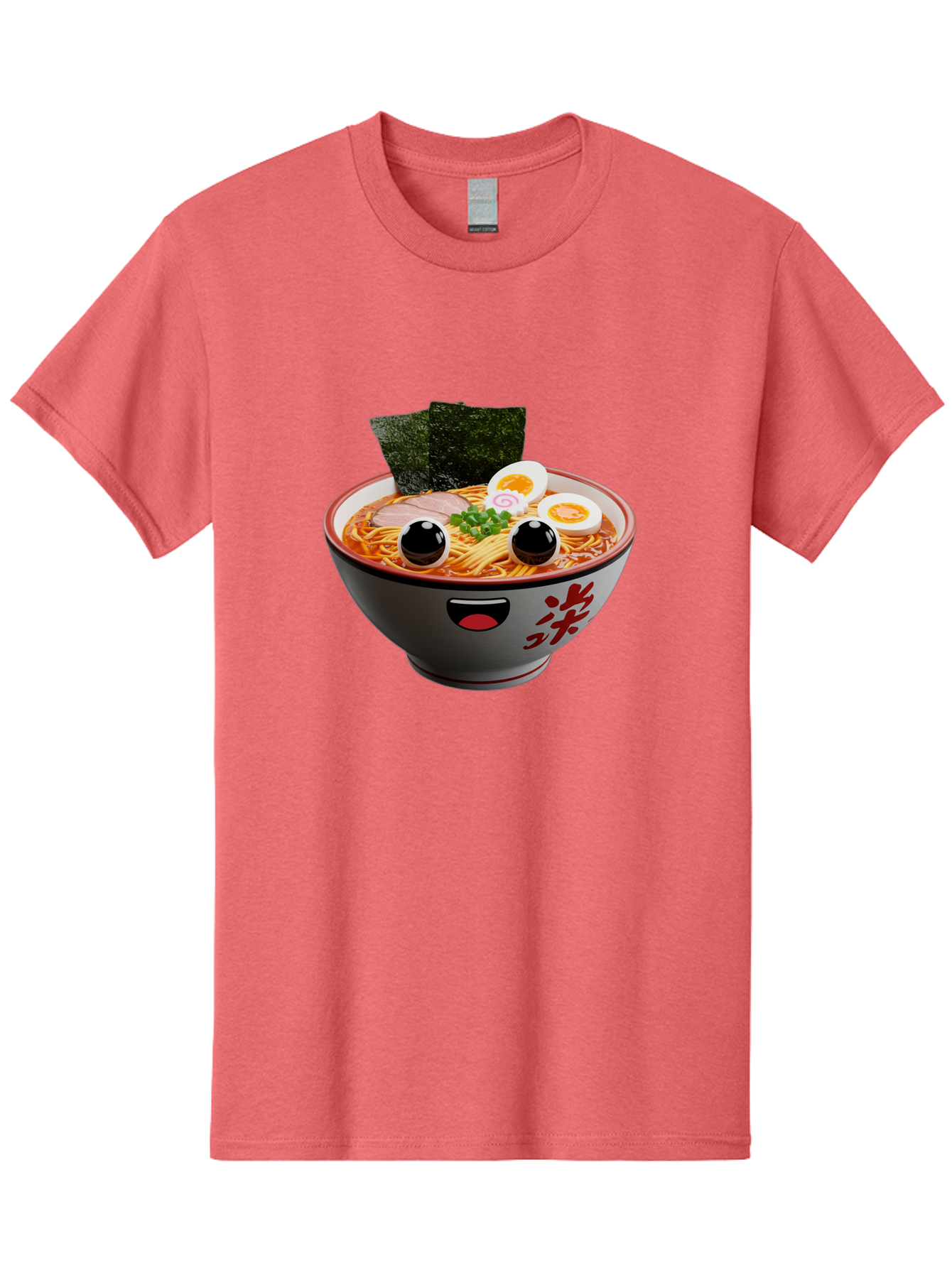 Ramen-Noodle Men'S Graphic Tee, 100% Cotton, Comfortable Casual Summer Wear, Machine Washable, Steaming Bowl Of Ramen, Japanese Cuisine, Noodle Soup, Sliced Pork, Boiled Egg, Green Onions, Seaweed, Cartoonish Illustration, Kawaii Food, Bab308 25