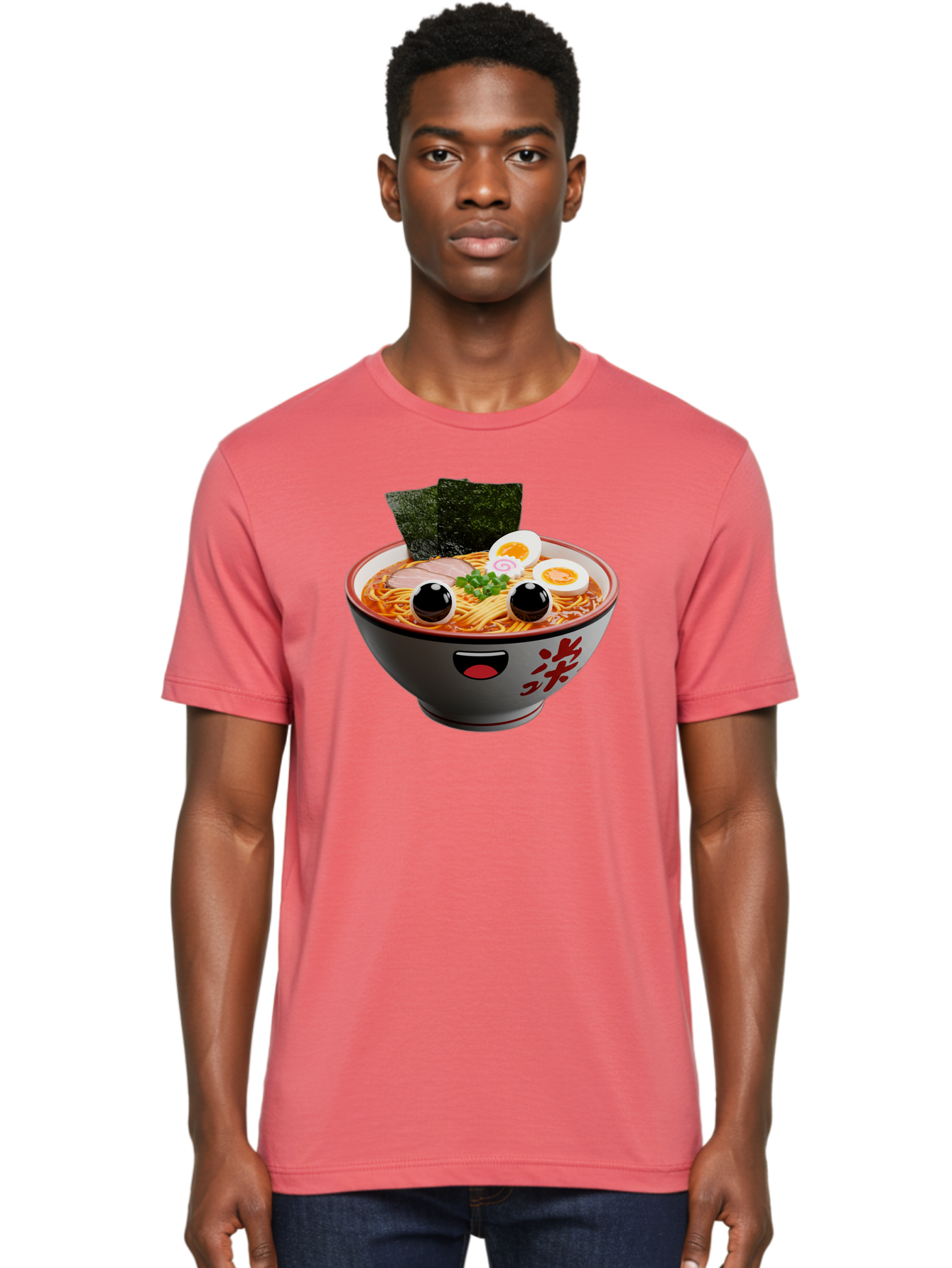 Ramen-Noodle Men'S Graphic Tee, 100% Cotton, Comfortable Casual Summer Wear, Machine Washable, Steaming Bowl Of Ramen, Japanese Cuisine, Noodle Soup, Sliced Pork, Boiled Egg, Green Onions, Seaweed, Cartoonish Illustration, Kawaii Food, Bab308 26