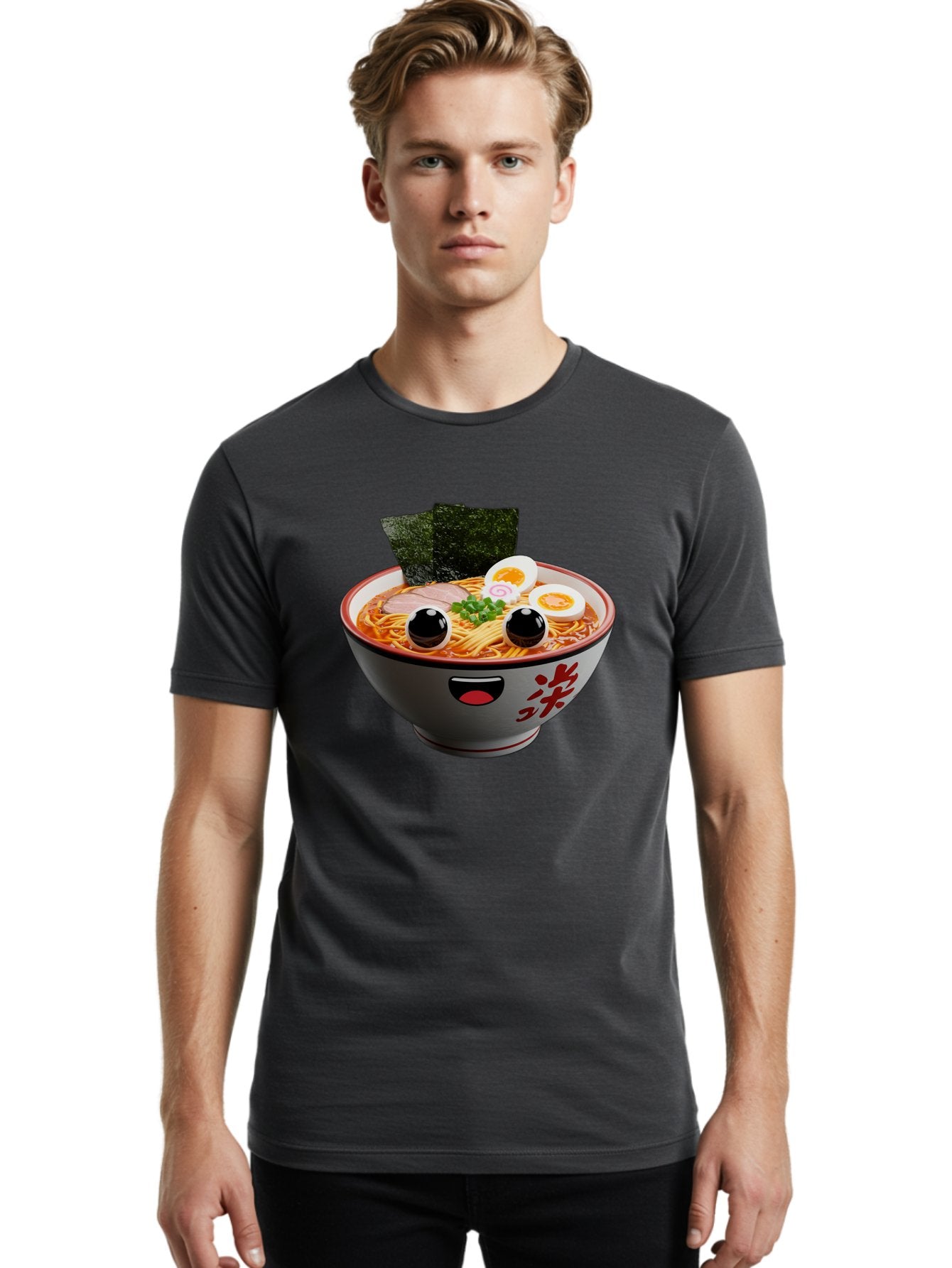 Ramen-Noodle Men'S Graphic Tee, 100% Cotton, Comfortable Casual Summer Wear, Machine Washable, Steaming Bowl Of Ramen, Japanese Cuisine, Noodle Soup, Sliced Pork, Boiled Egg, Green Onions, Seaweed, Cartoonish Illustration, Kawaii Food, Bab308 18