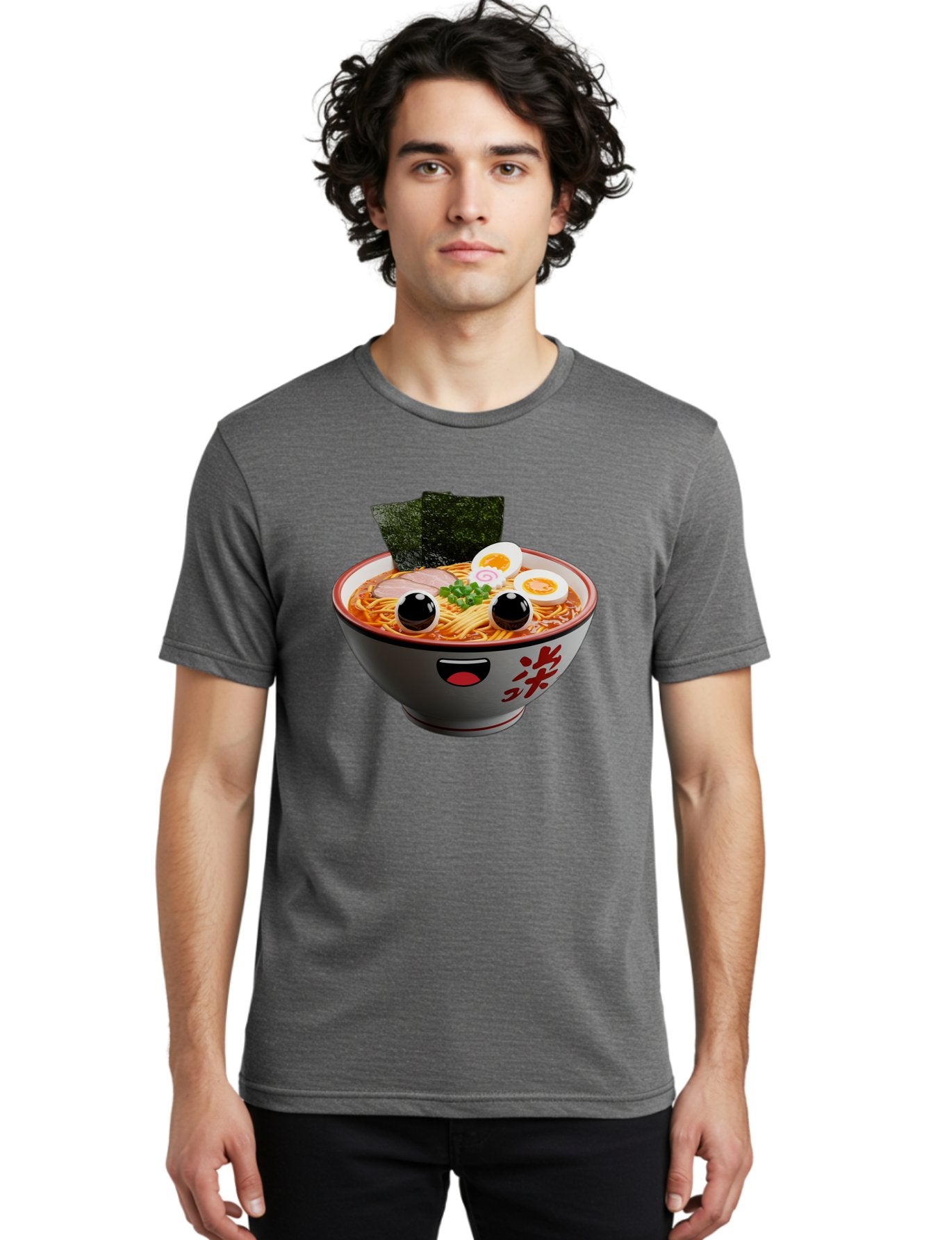 Ramen-Noodle Men'S Graphic Tee, 100% Cotton, Comfortable Casual Summer Wear, Machine Washable, Steaming Bowl Of Ramen, Japanese Cuisine, Noodle Soup, Sliced Pork, Boiled Egg, Green Onions, Seaweed, Cartoonish Illustration, Kawaii Food, Bab308 20