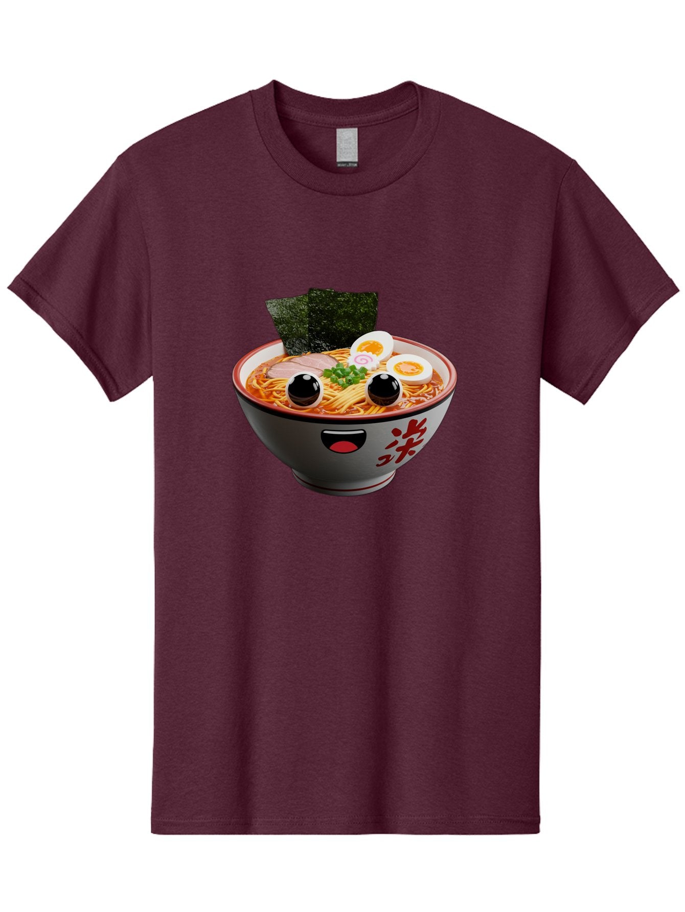 Ramen-Noodle Men'S Graphic Tee, 100% Cotton, Comfortable Casual Summer Wear, Machine Washable, Steaming Bowl Of Ramen, Japanese Cuisine, Noodle Soup, Sliced Pork, Boiled Egg, Green Onions, Seaweed, Cartoonish Illustration, Kawaii Food, Bab308 6