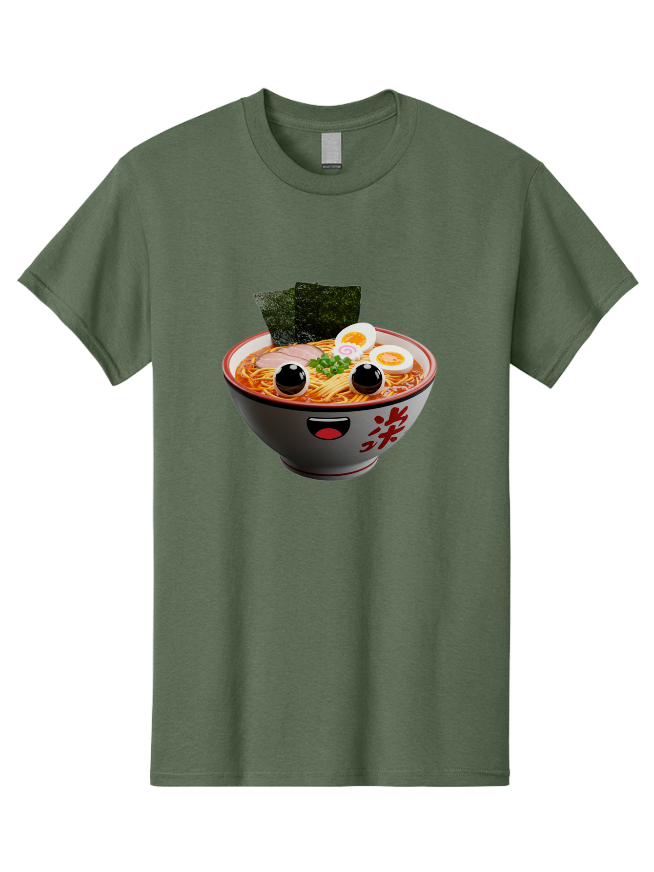 Ramen-Noodle Men'S Graphic Tee, 100% Cotton, Comfortable Casual Summer Wear, Machine Washable, Steaming Bowl Of Ramen, Japanese Cuisine, Noodle Soup, Sliced Pork, Boiled Egg, Green Onions, Seaweed, Cartoonish Illustration, Kawaii Food, Bab308