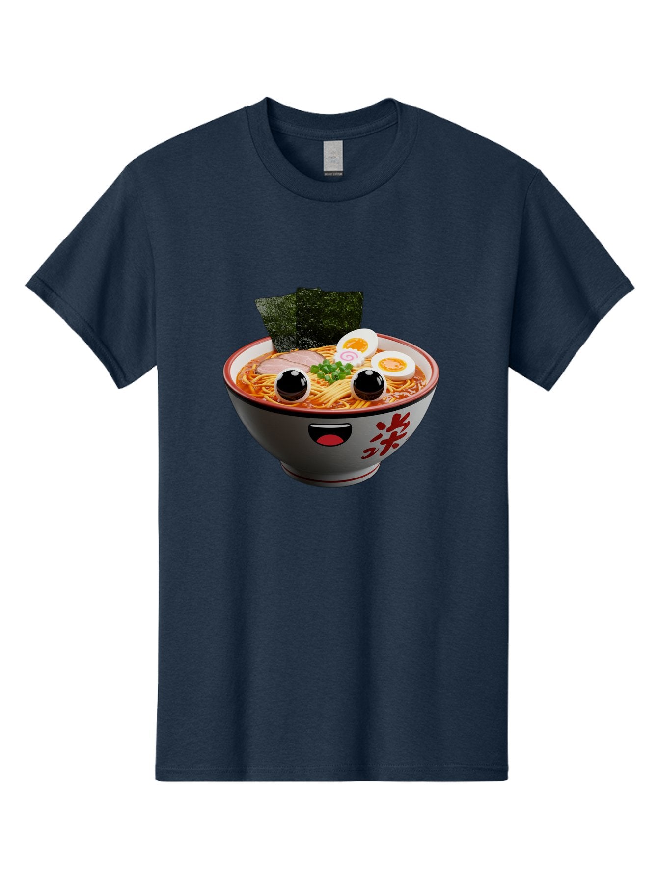 Ramen-Noodle Men'S Graphic Tee, 100% Cotton, Comfortable Casual Summer Wear, Machine Washable, Steaming Bowl Of Ramen, Japanese Cuisine, Noodle Soup, Sliced Pork, Boiled Egg, Green Onions, Seaweed, Cartoonish Illustration, Kawaii Food, Bab308
