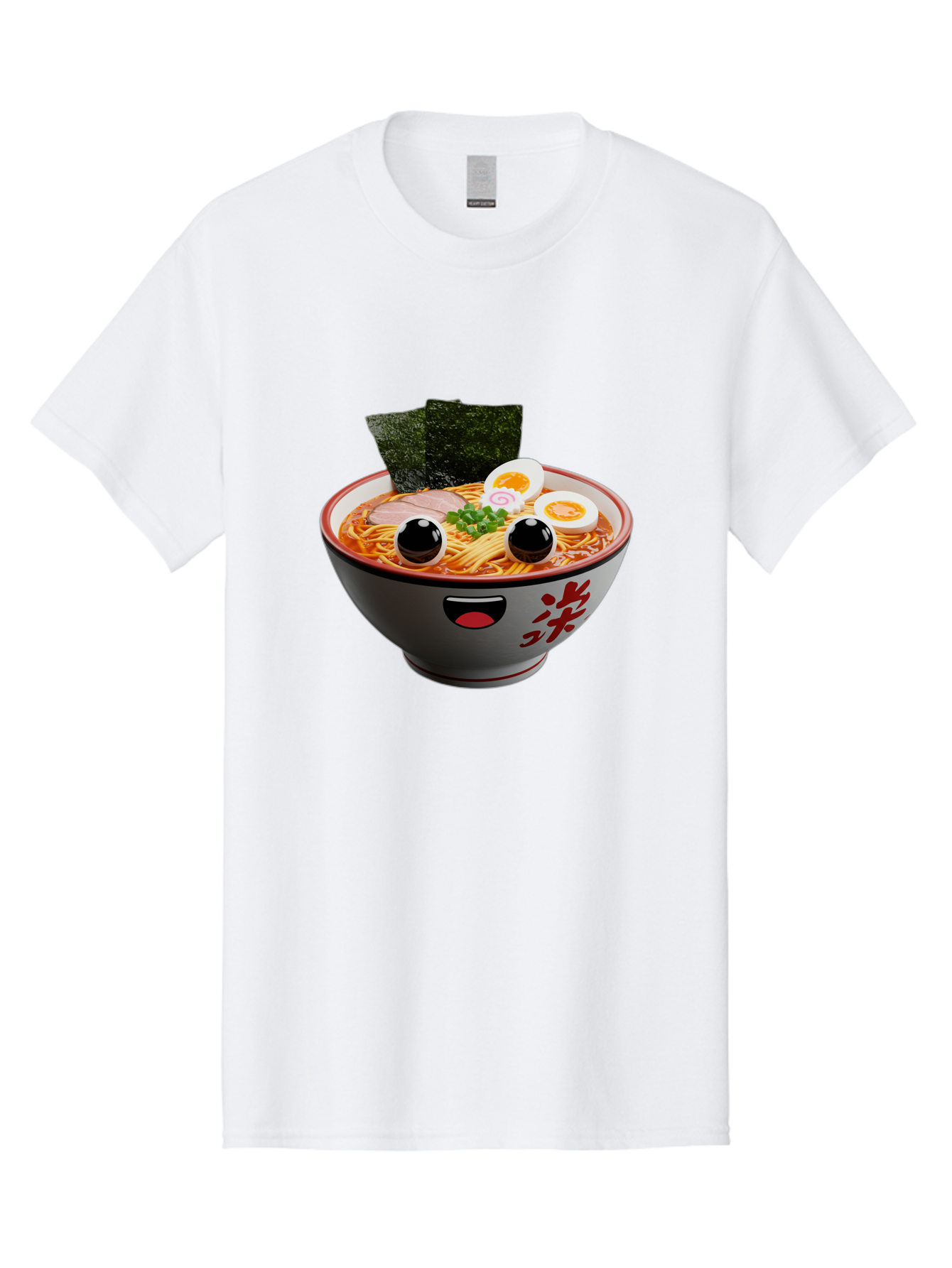 Ramen-Noodle Men'S Graphic Tee, 100% Cotton, Comfortable Casual Summer Wear, Machine Washable, Steaming Bowl Of Ramen, Japanese Cuisine, Noodle Soup, Sliced Pork, Boiled Egg, Green Onions, Seaweed, Cartoonish Illustration, Kawaii Food, Bab308 7